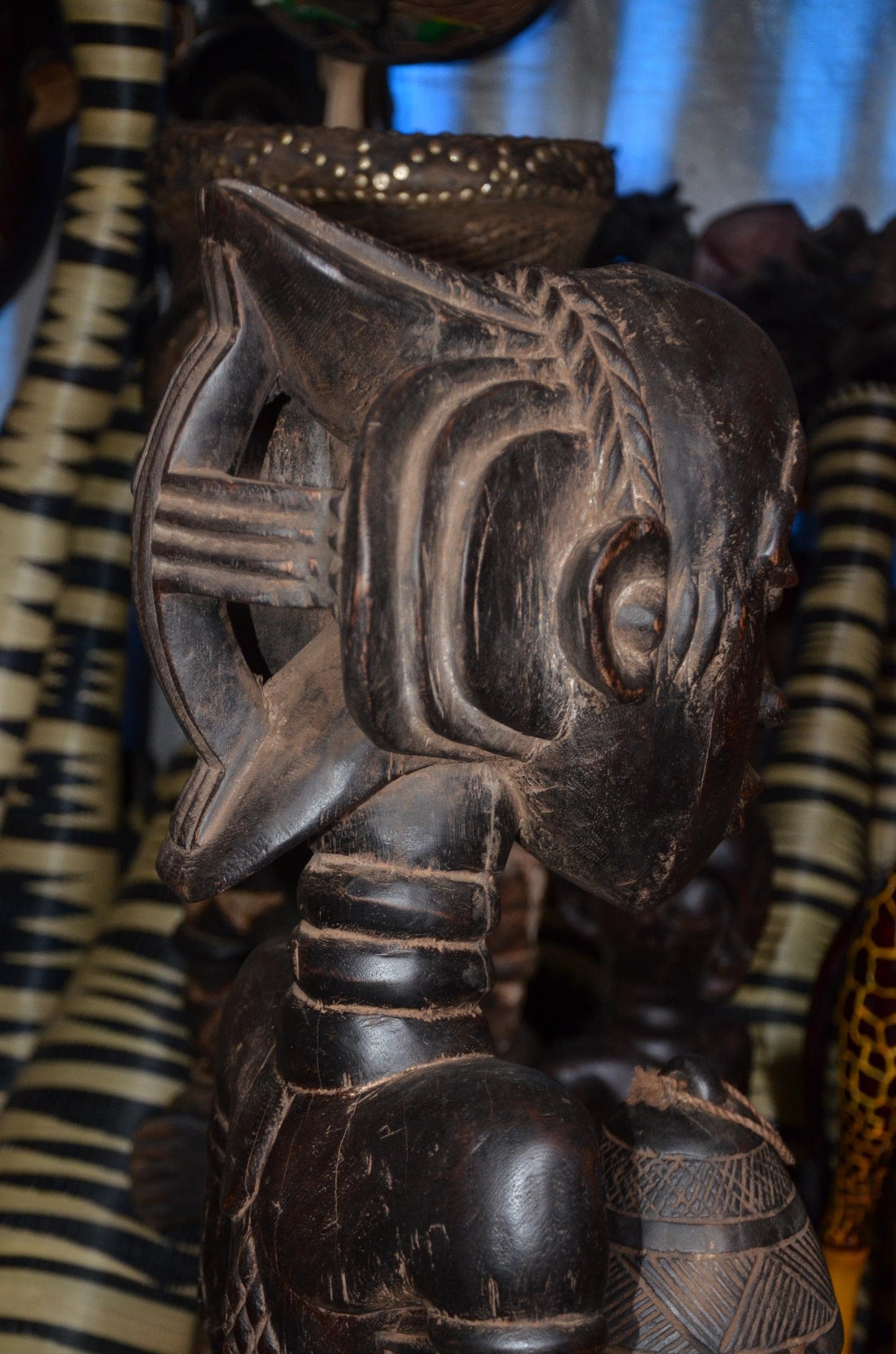 Authentic Luba Bowl Bearer | Mboko Ceremonial Figure | Congolese Tribal Art