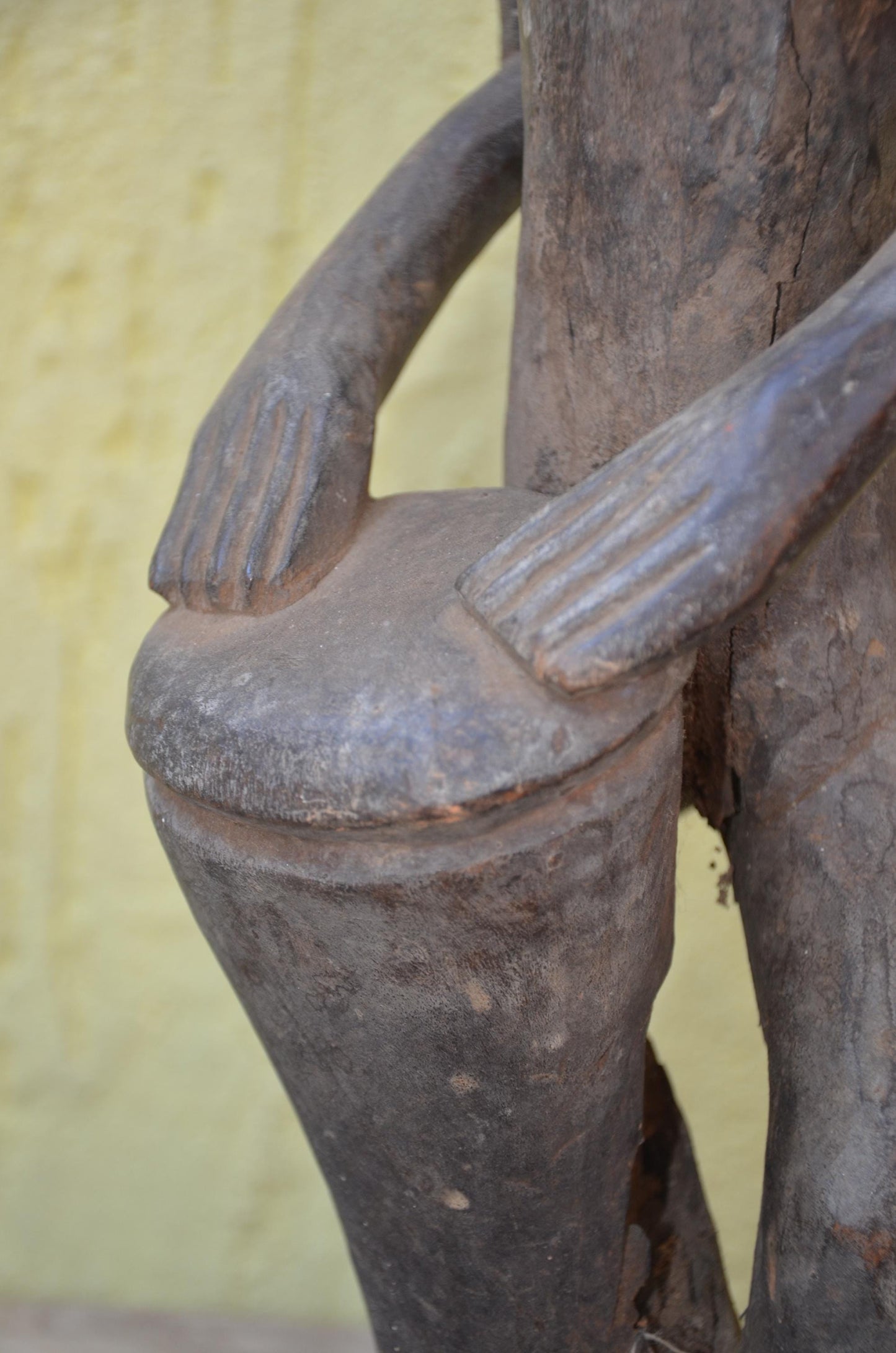 Luba Bowl Bearer – 16" Wooden African Figure – Congo Tribal Home Decor