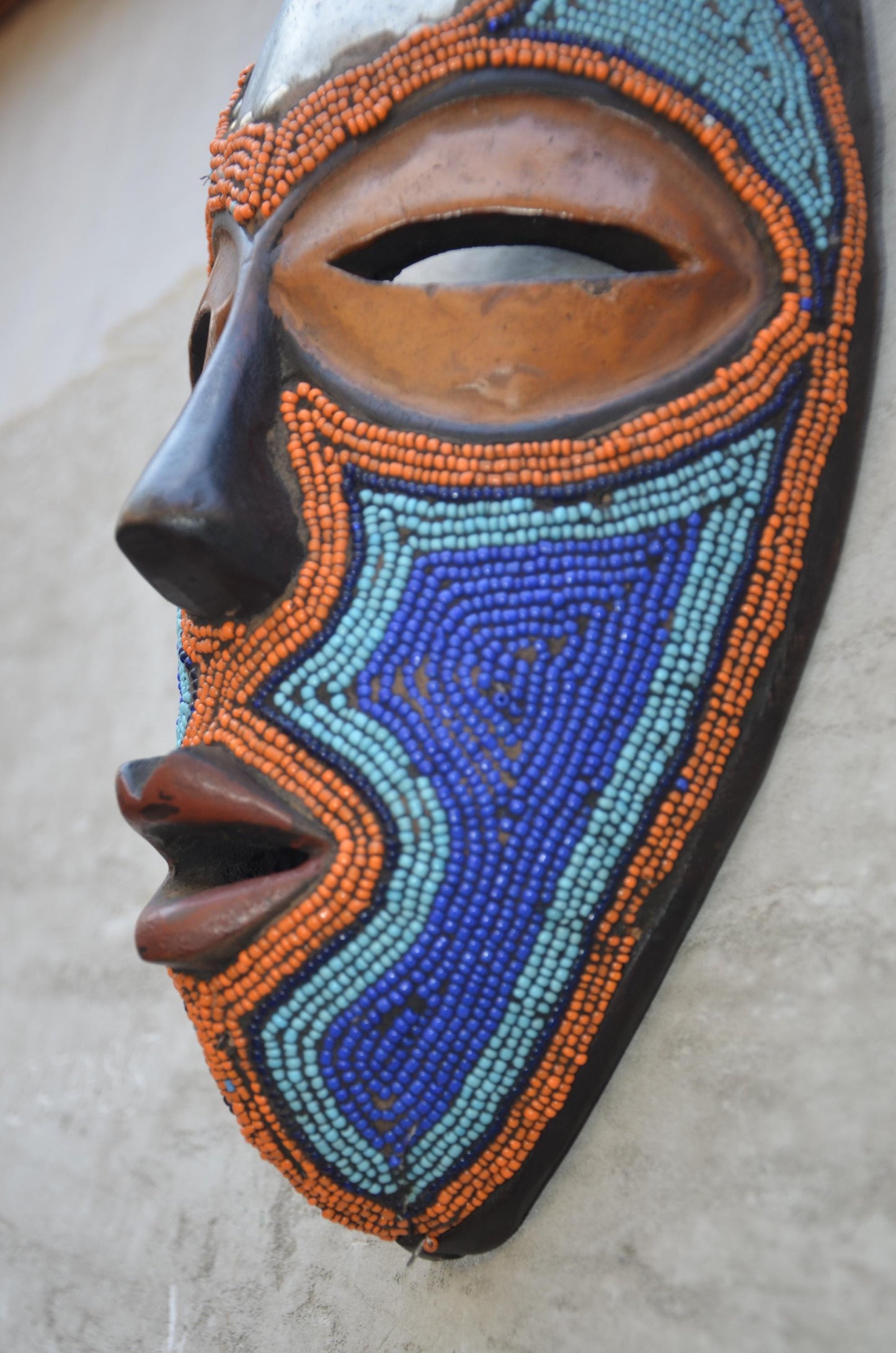 Authentic Bamum Beaded Mask | Cameroon Grassfields Art | Tribal Decor