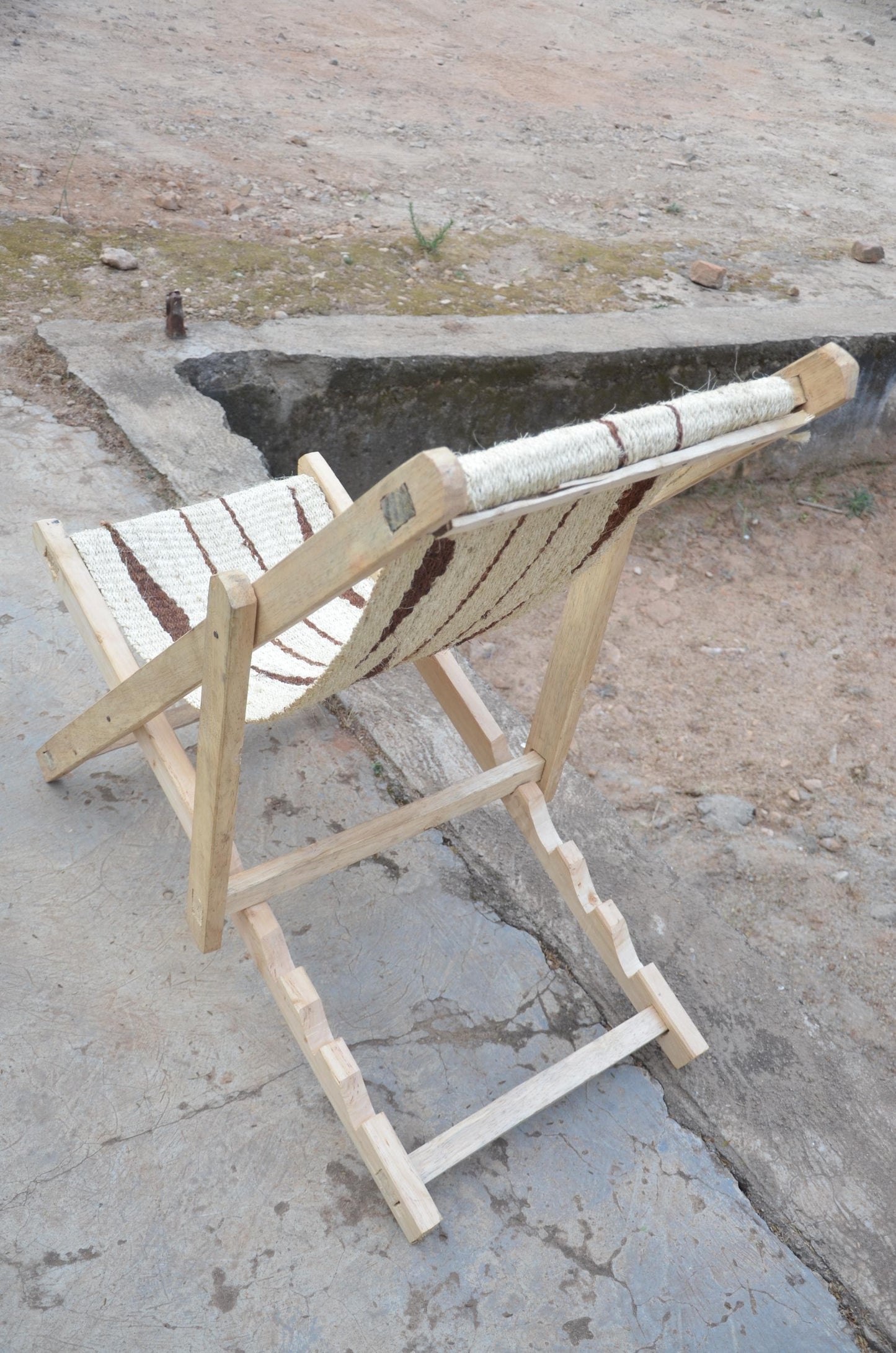 Hand-Woven African Sling Chair | Artisanal Folding Deck Chair