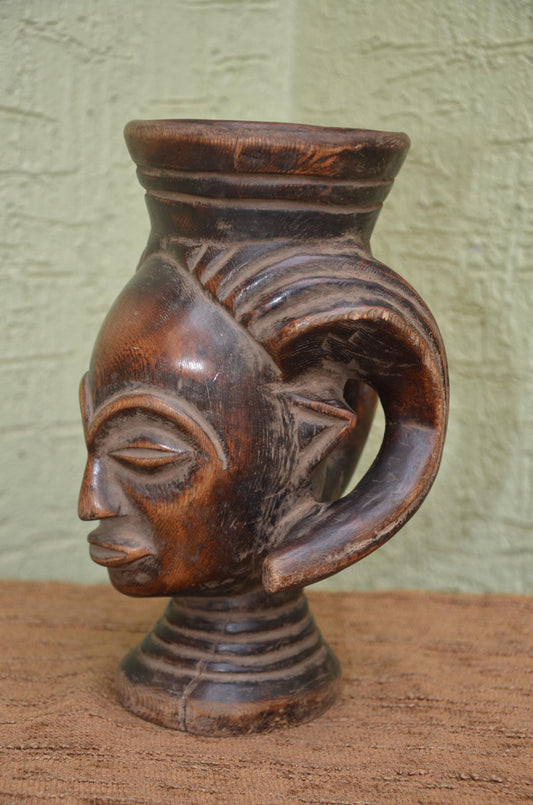 Authentic Kuba Prestige Palm Wine Cup | Royal Congolese Art