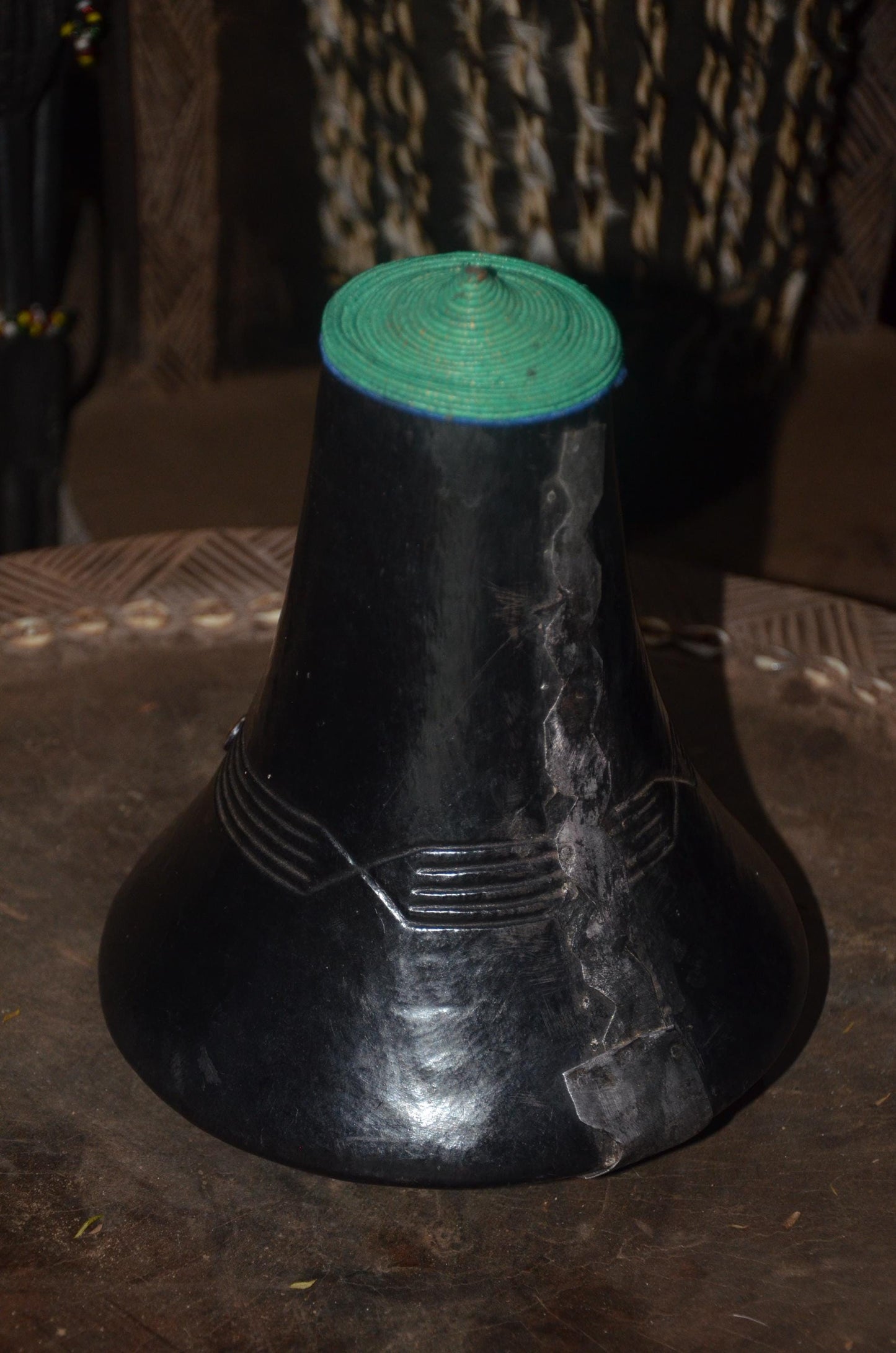 Authentic Hand-Carved Rwandan Icyansi Wooden Milk Vessel | Traditional Dairy Pot Decor