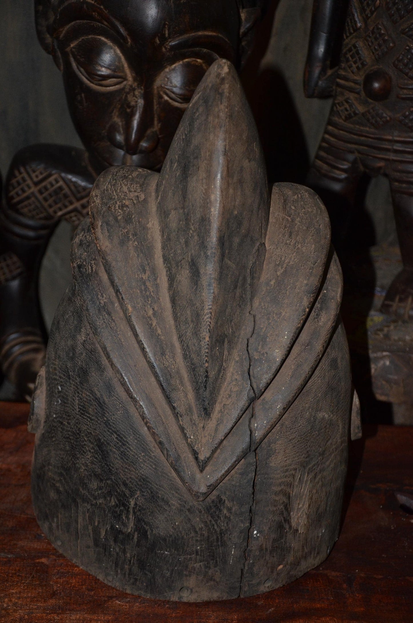 Authentic Luba Songye Helmet | Kikashi Female Spirit | Tribal Art Sculpture-269