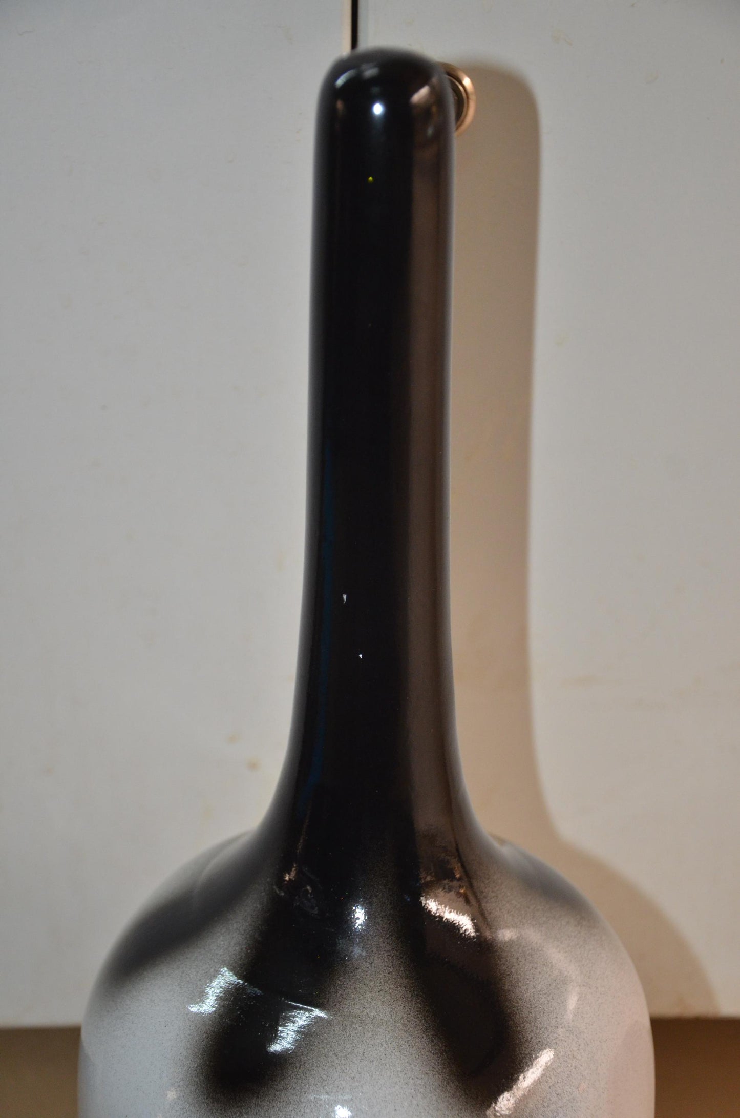 Tall Wooden Floor Vase | Black and White Long Neck Bud Vase