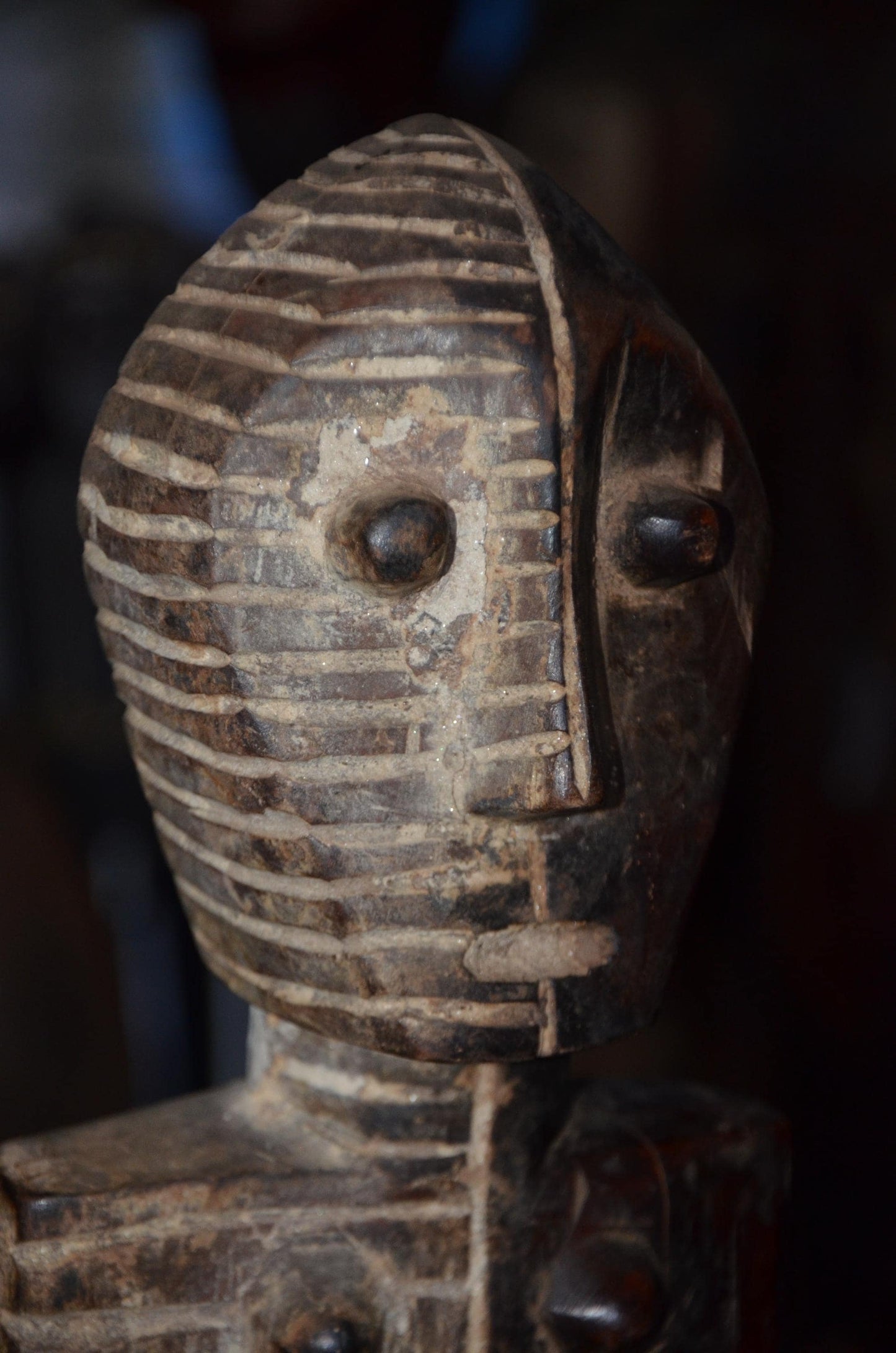 Metoko Initiation Figure - 16" Authentic Congo Kakungu Wood Statue, Striking Linear Scarification, Bukota Secret Society.