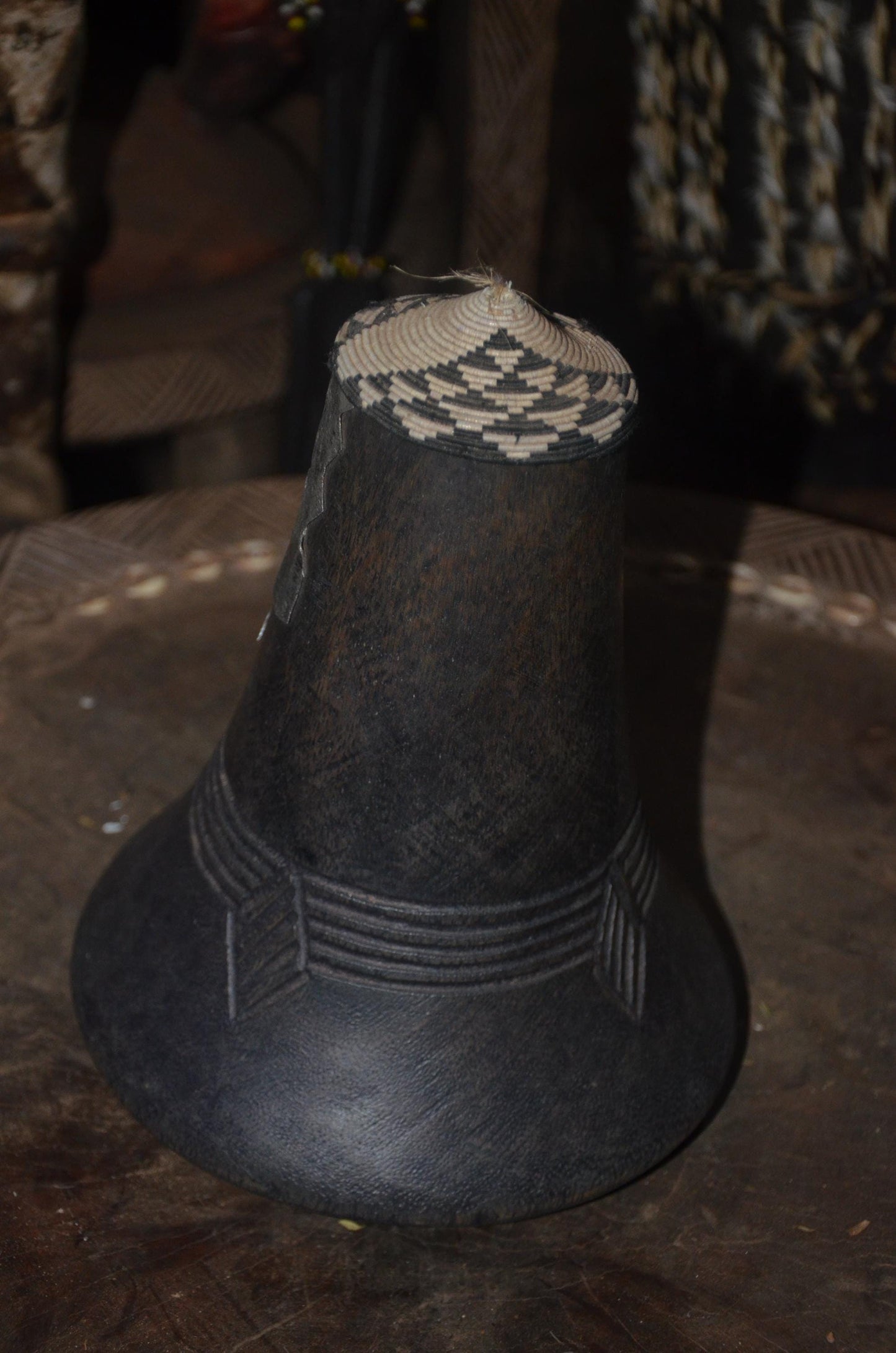 Hand-Carved Rwandan Icyansi Wooden Milk Jug | Ancestral Dairy Art Sculpture