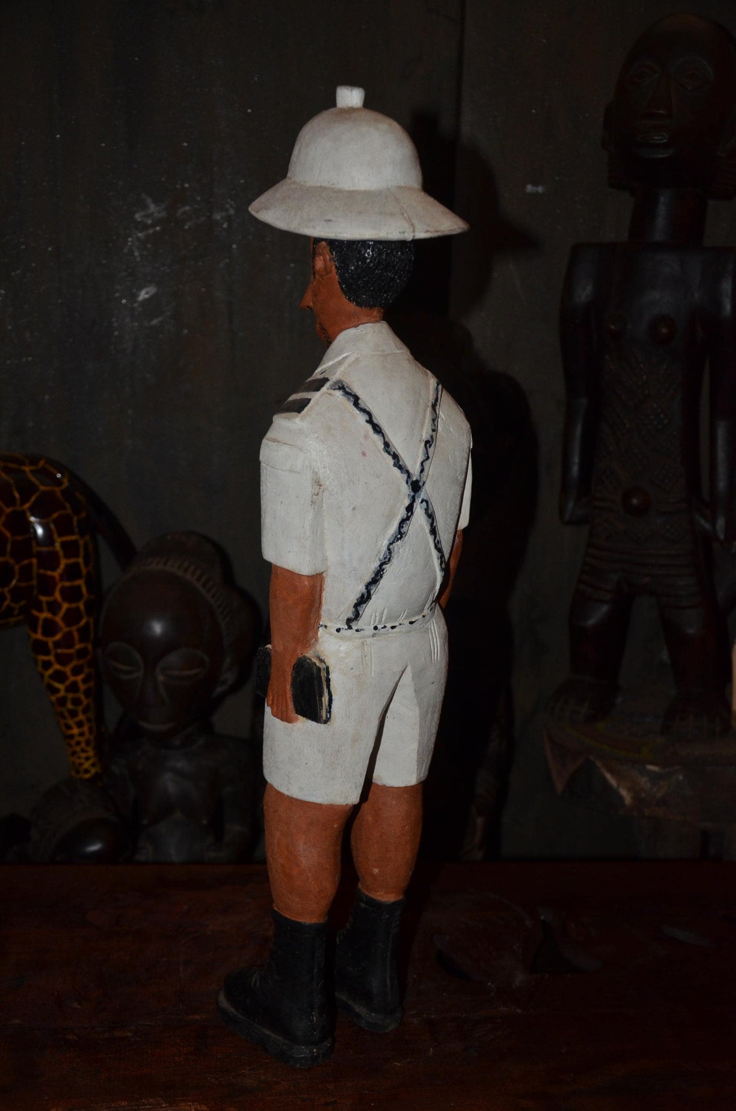 Colonial Era Figure | Hand-Carved Wooden Statue | Tribal Ethnographic Art