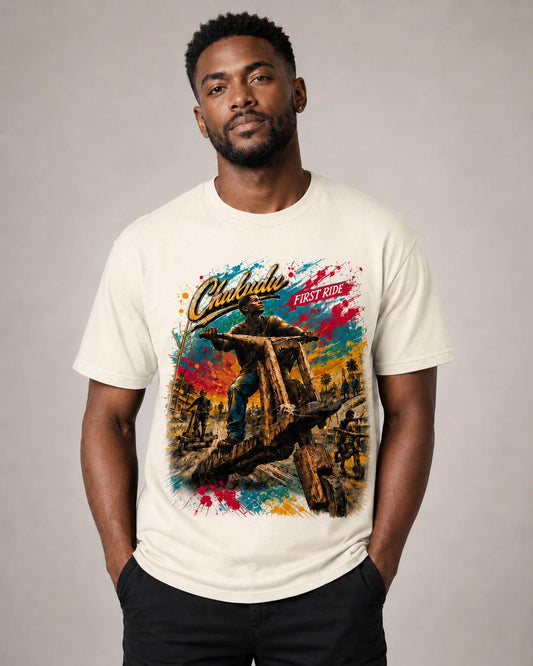 Chukudu First Ride T-Shirt, African Childhood Memories Shirt, Congo Chukudu Tee, Handmade Wooden Scooter Shirt, African Streetwear Gift