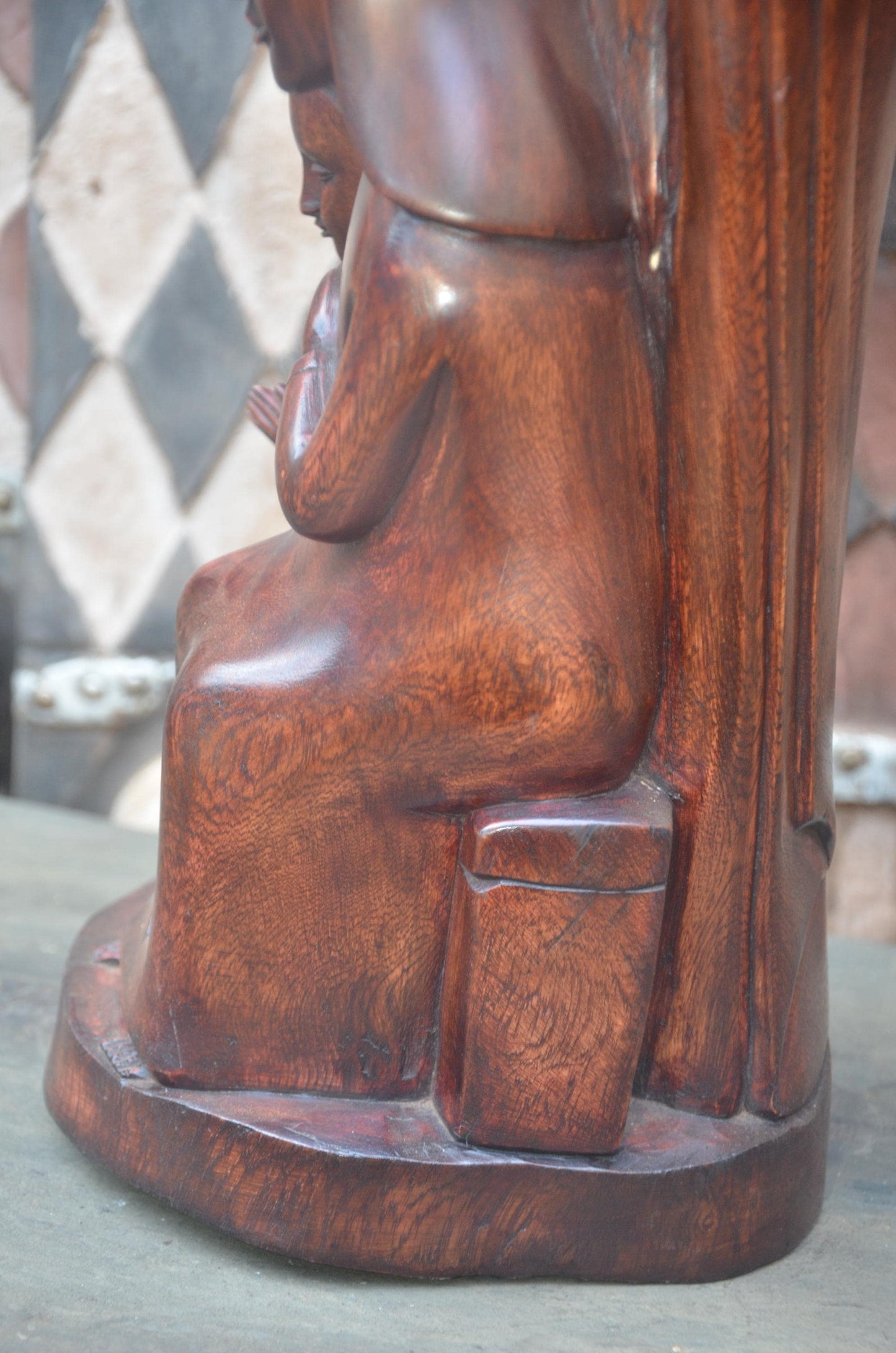Hand-Carved African Holy Family Sculpture | Wooden Religious Art