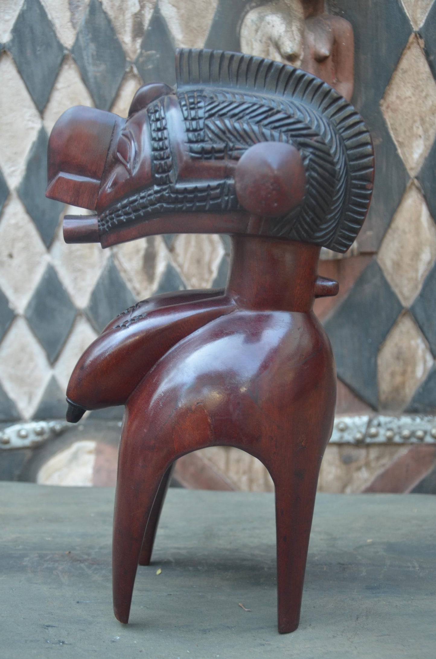 Authentic African Nimba Fertility Wood Sculpture | Baga Art