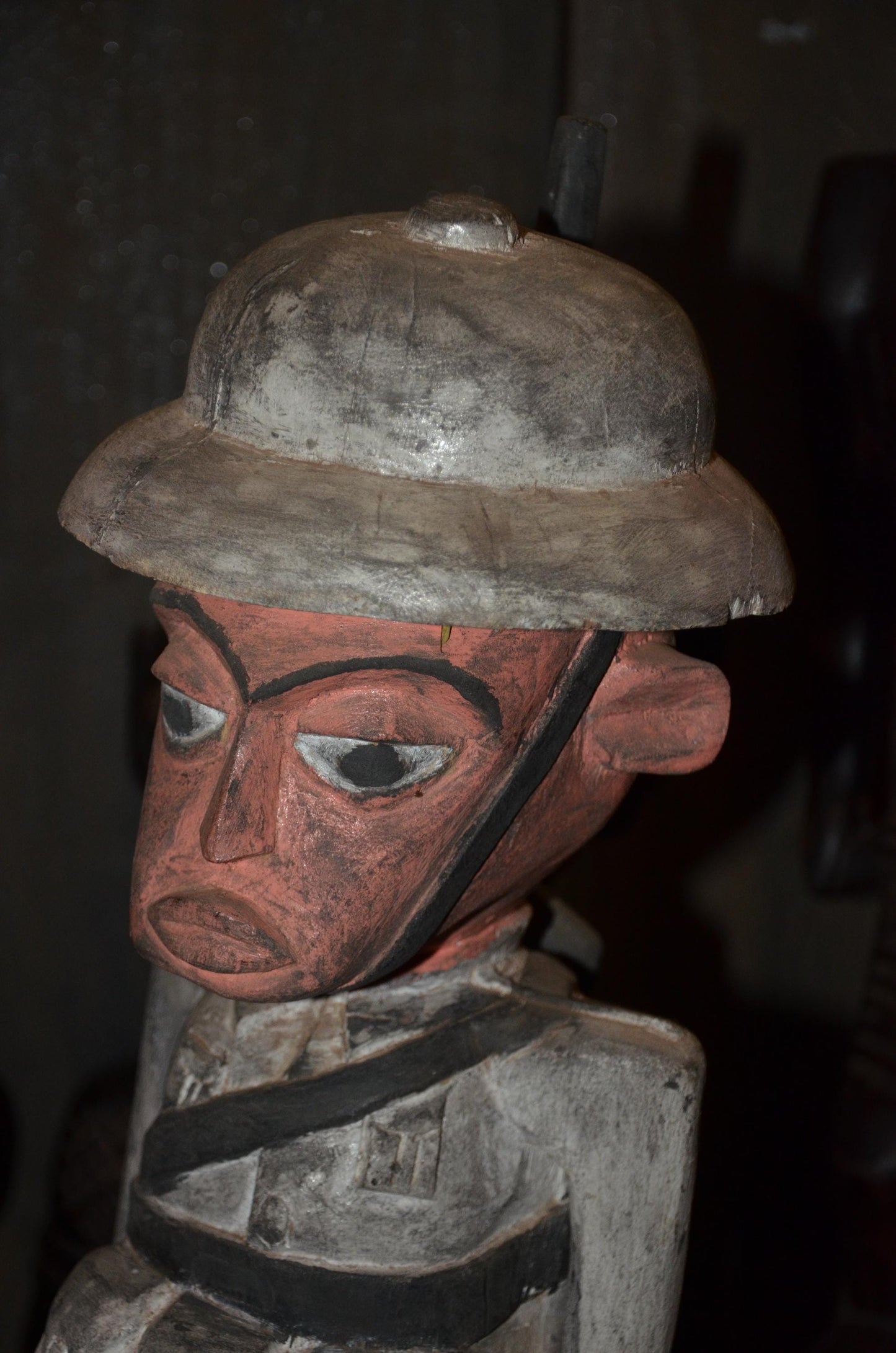Colonial Soldier Statue | Hand-Carved Wooden Figure | Ethnographic Wood Art