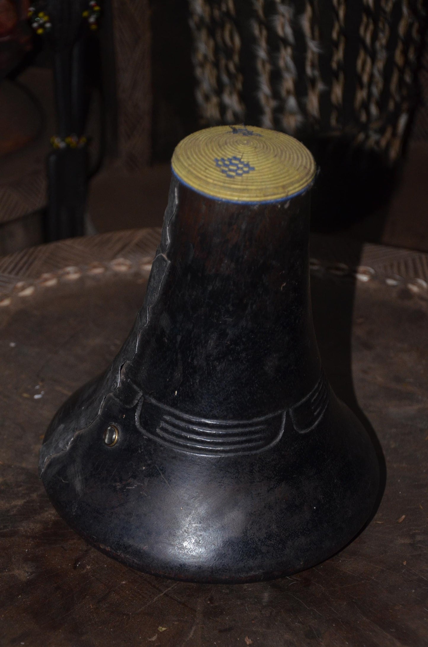 Traditional Rwandan Icyansi Wooden Milk Container | Hand-Carved Heritage Dairy Art