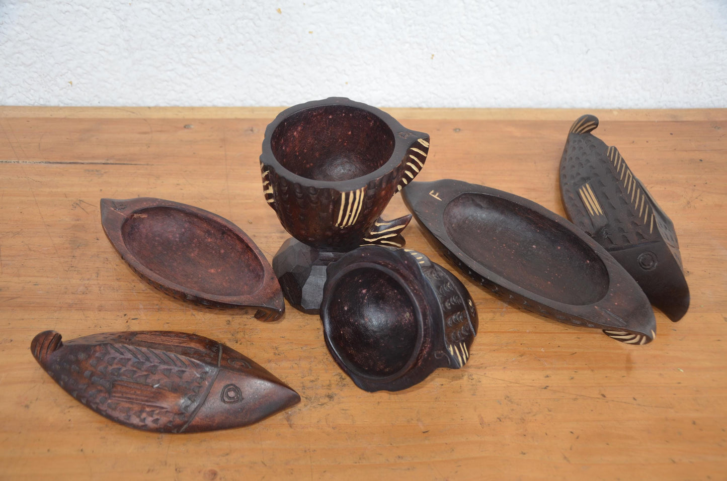 Hand-Carved Wooden Fish Trinket Box Set | Artisan African Decorative Jewelry Box