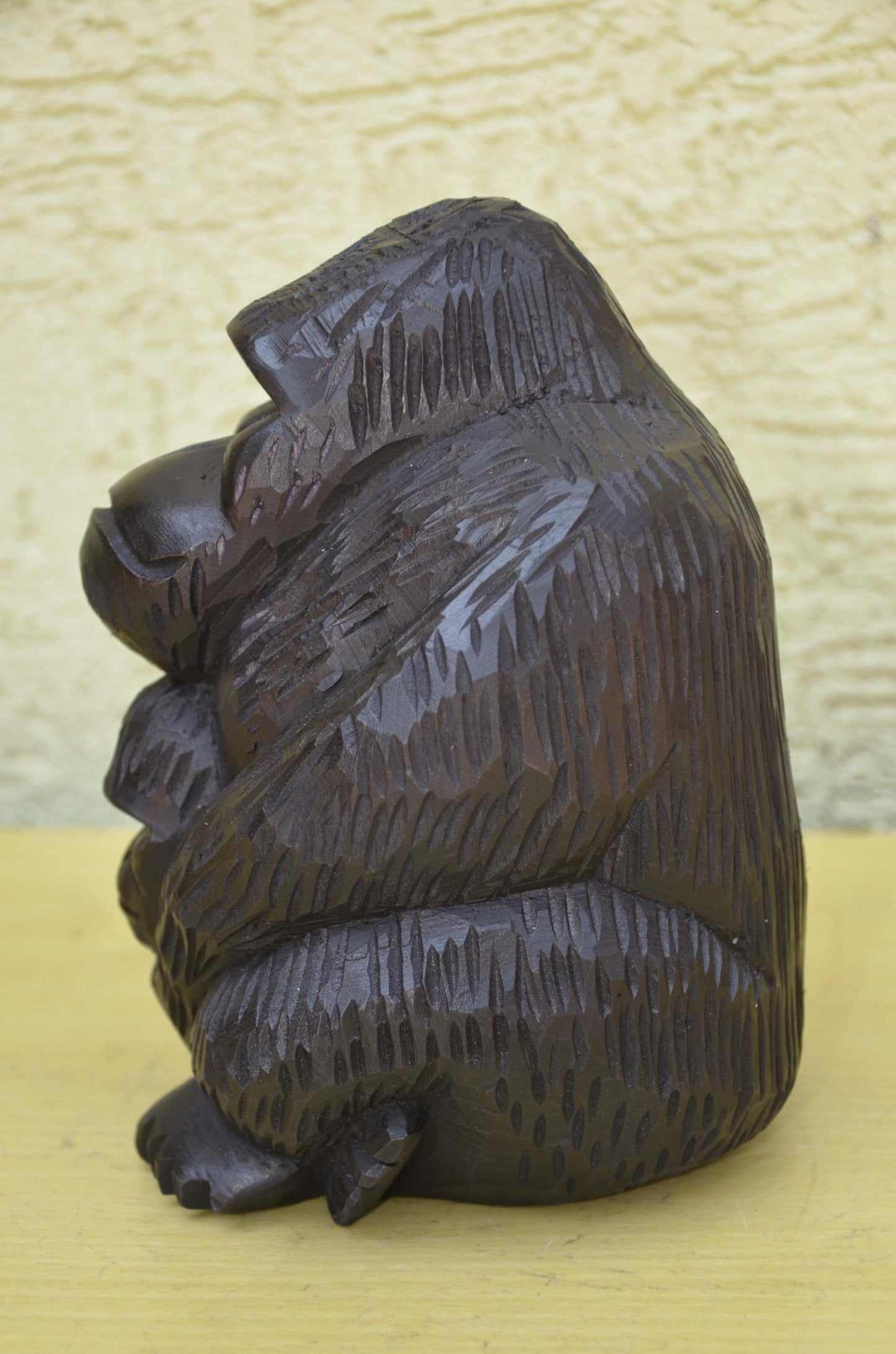 Hand Carved Wooden Mother and Baby Gorilla | Wildlife Art