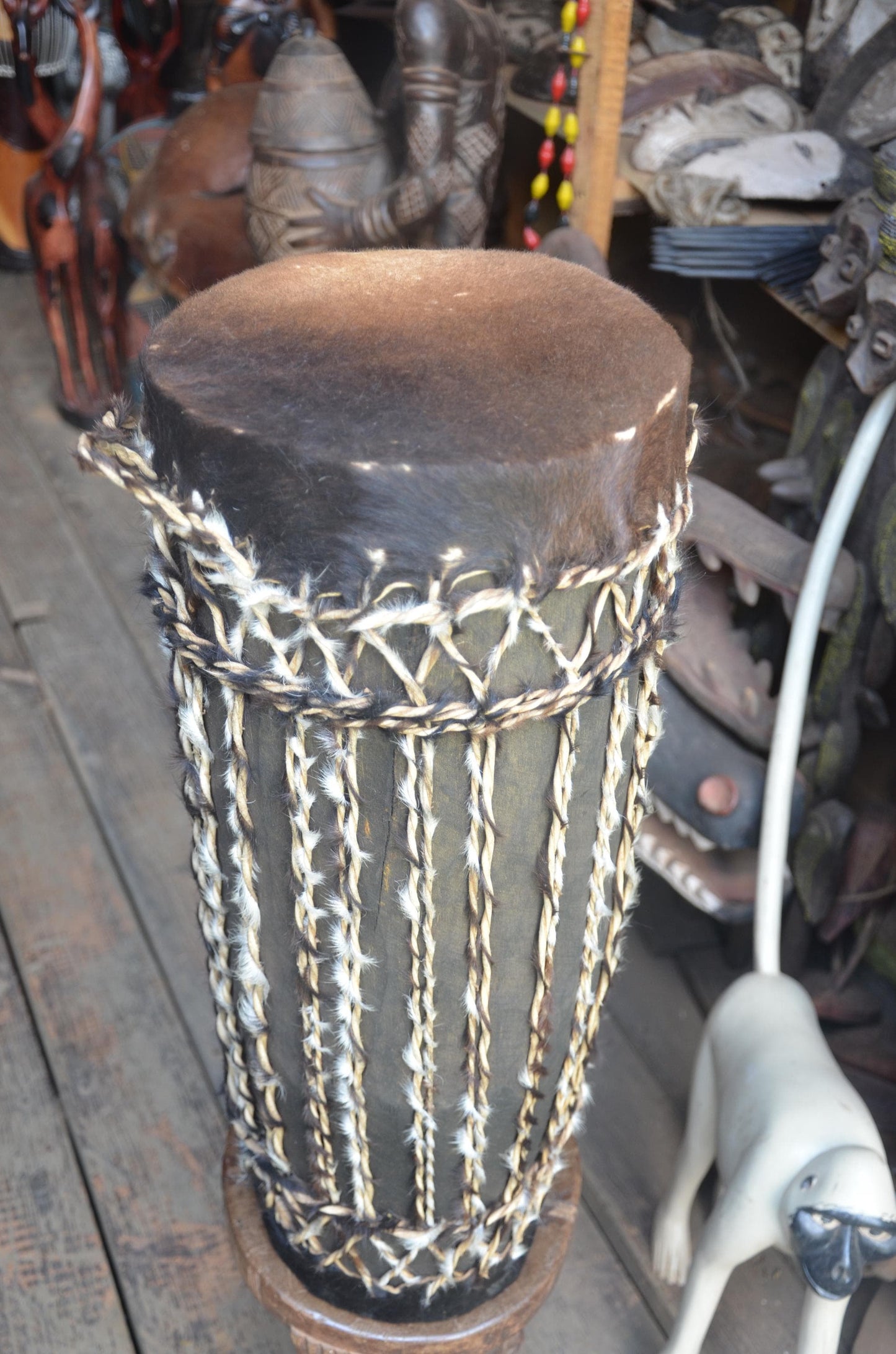 Slender Rwandan Drum | Tall Hand-Carved Percussion | Elegant African Wood Art