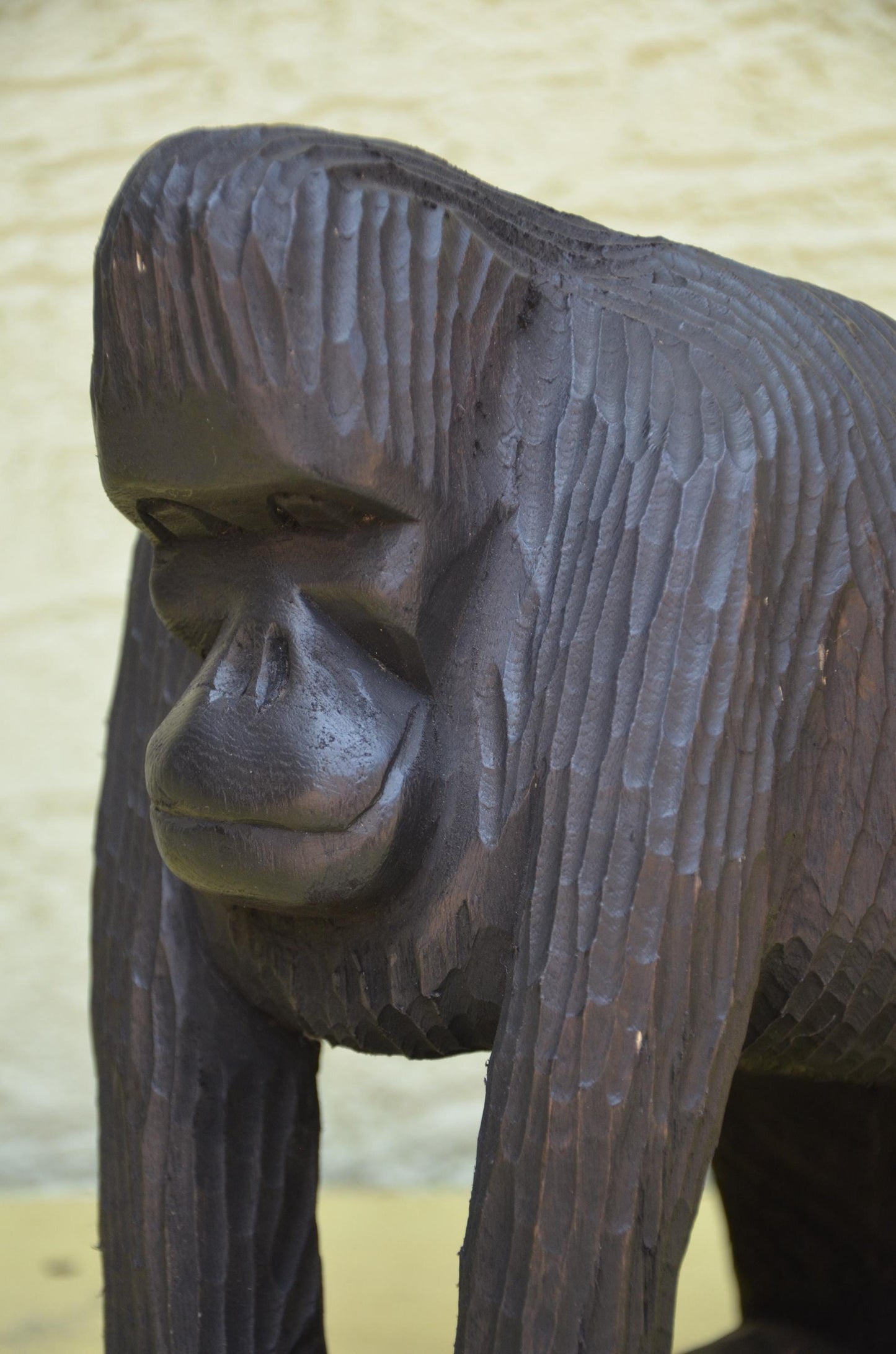 Hand Carved Wooden Silverback Gorilla | African Wildlife Art