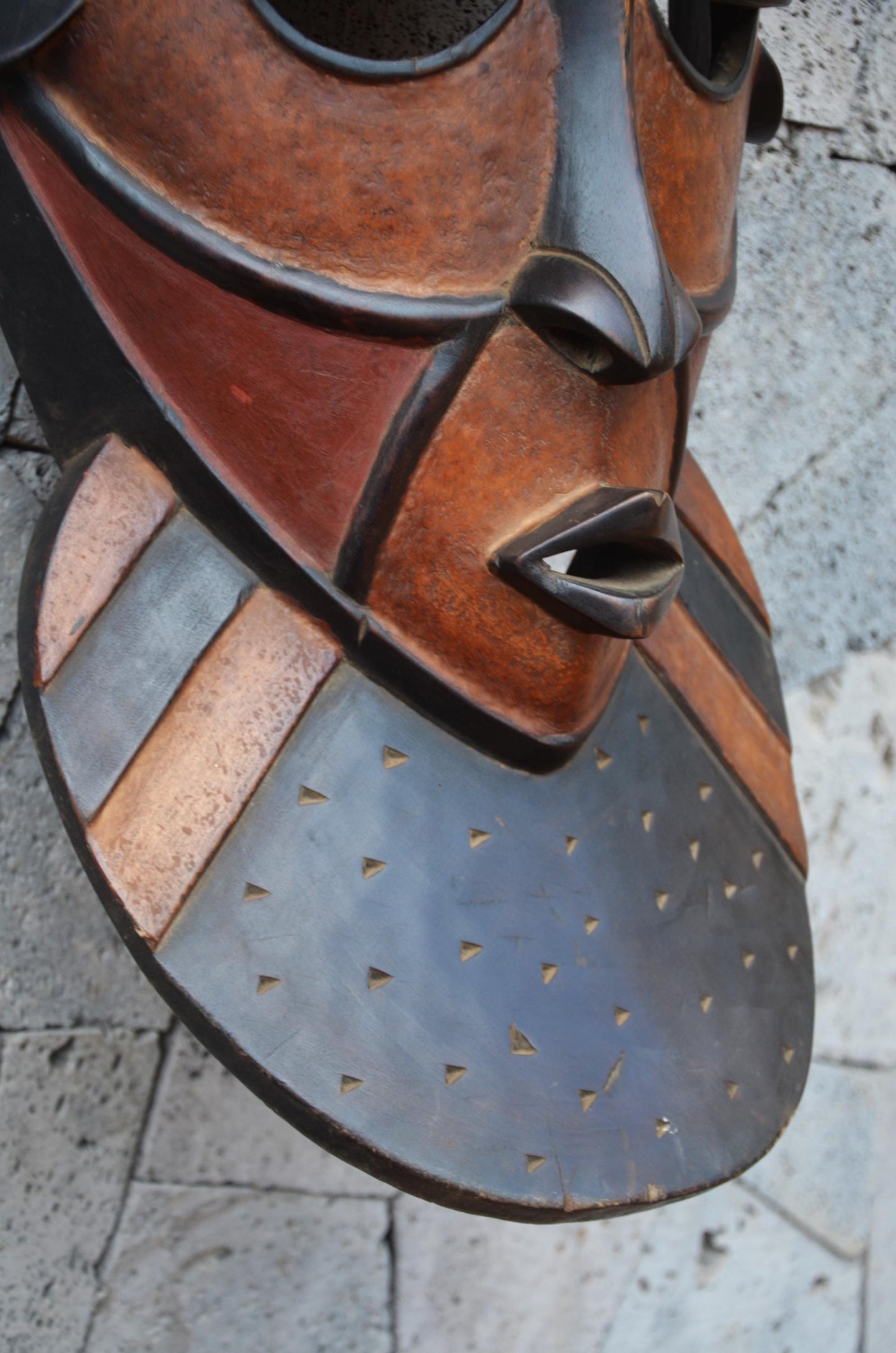 Biombo-Inspired African Mask | Geometric Tribal Wall Art