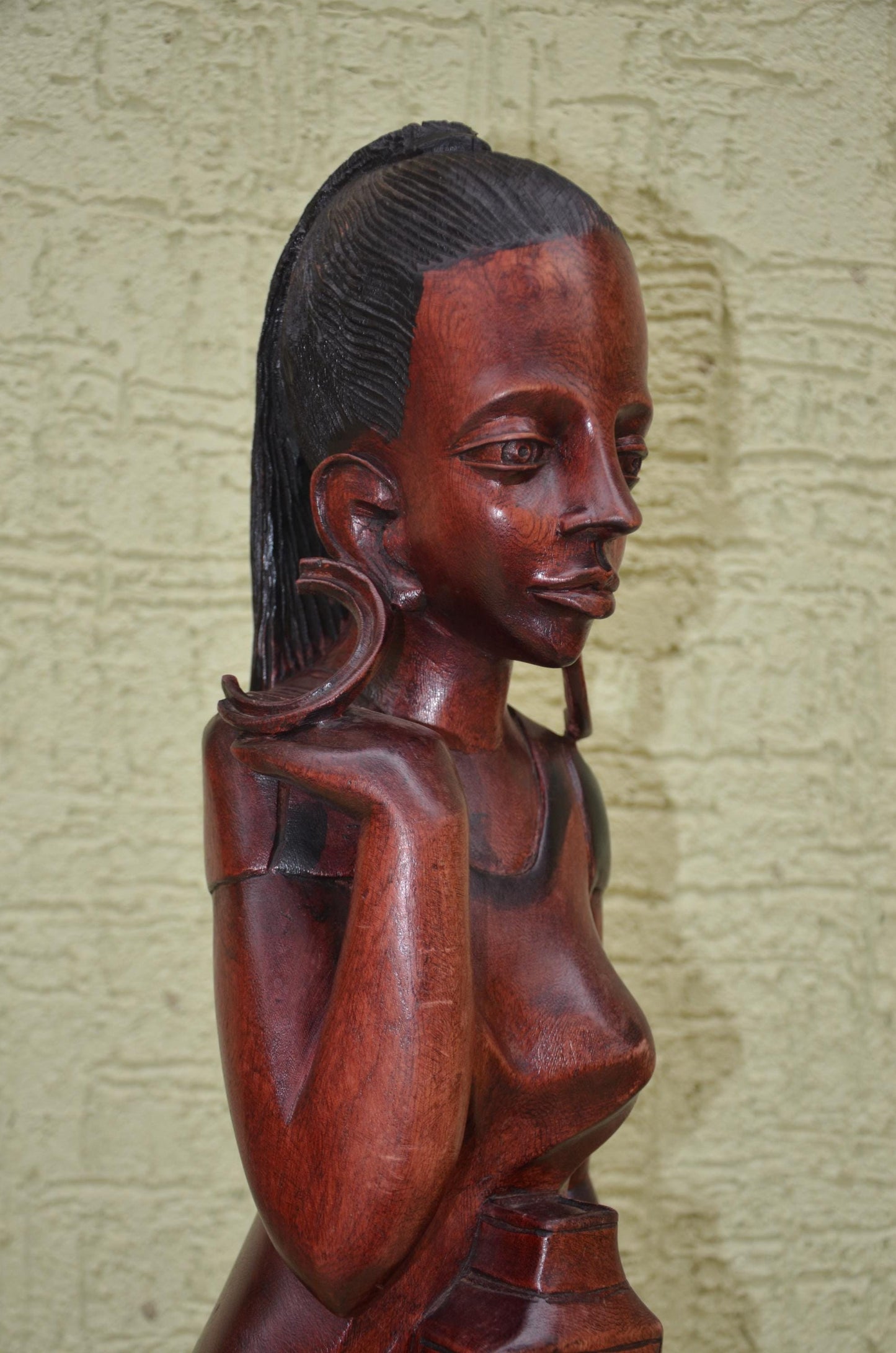 Large African Wooden Water Bearer Sculpture | Tribal Art