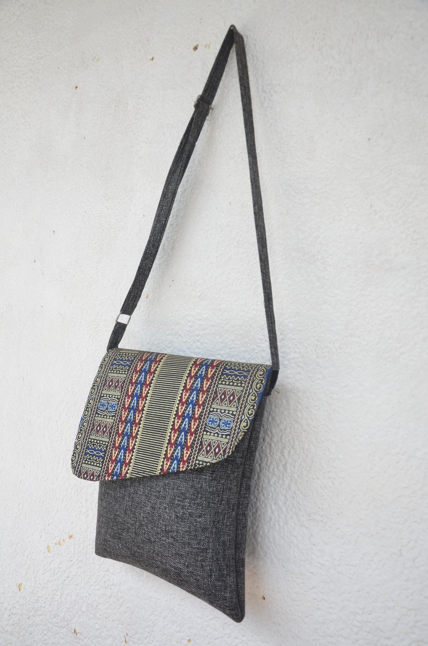 Handmade African Print Crossbody Messenger Bag | Fold-Over Tribal Shoulder Bag