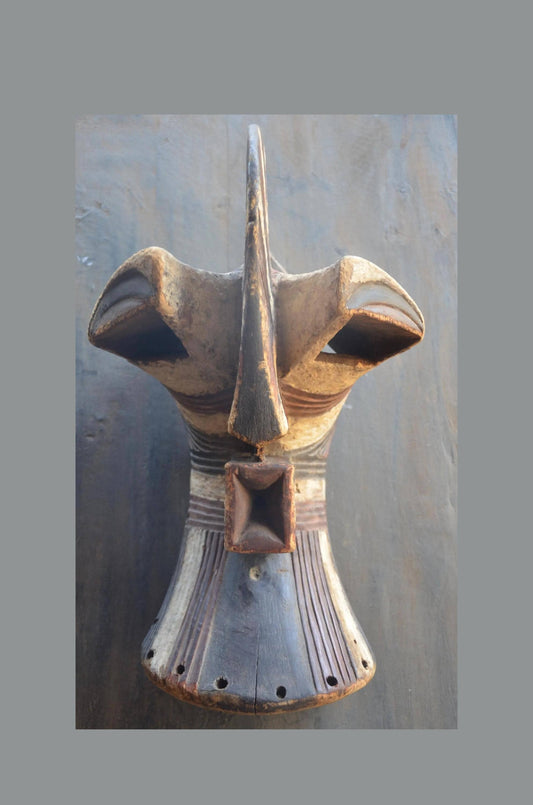 Songye Kifwebe Mask - 21" Authentic Male Masoko Mask, Large Congo Tribal Wall Sculpture and African Collectible Art
