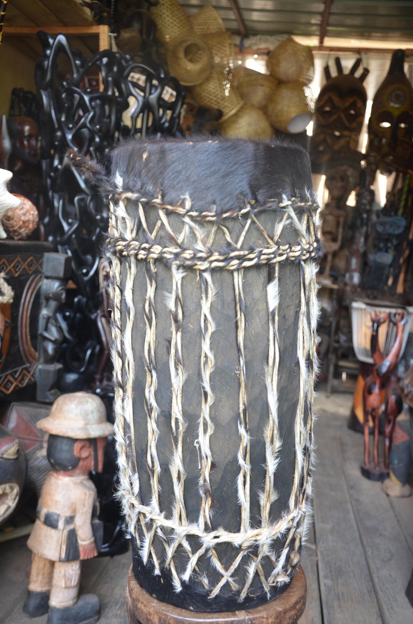 Traditional Rwandan Drum | Hand-Carved Percussion | Authentic African Art