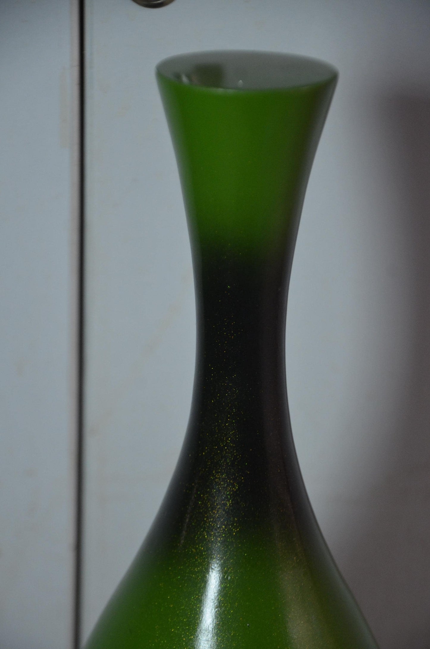 Tall Wooden Floor Vase | Apple Green Black Ombre Trumpet Vessel, Nordic Decor