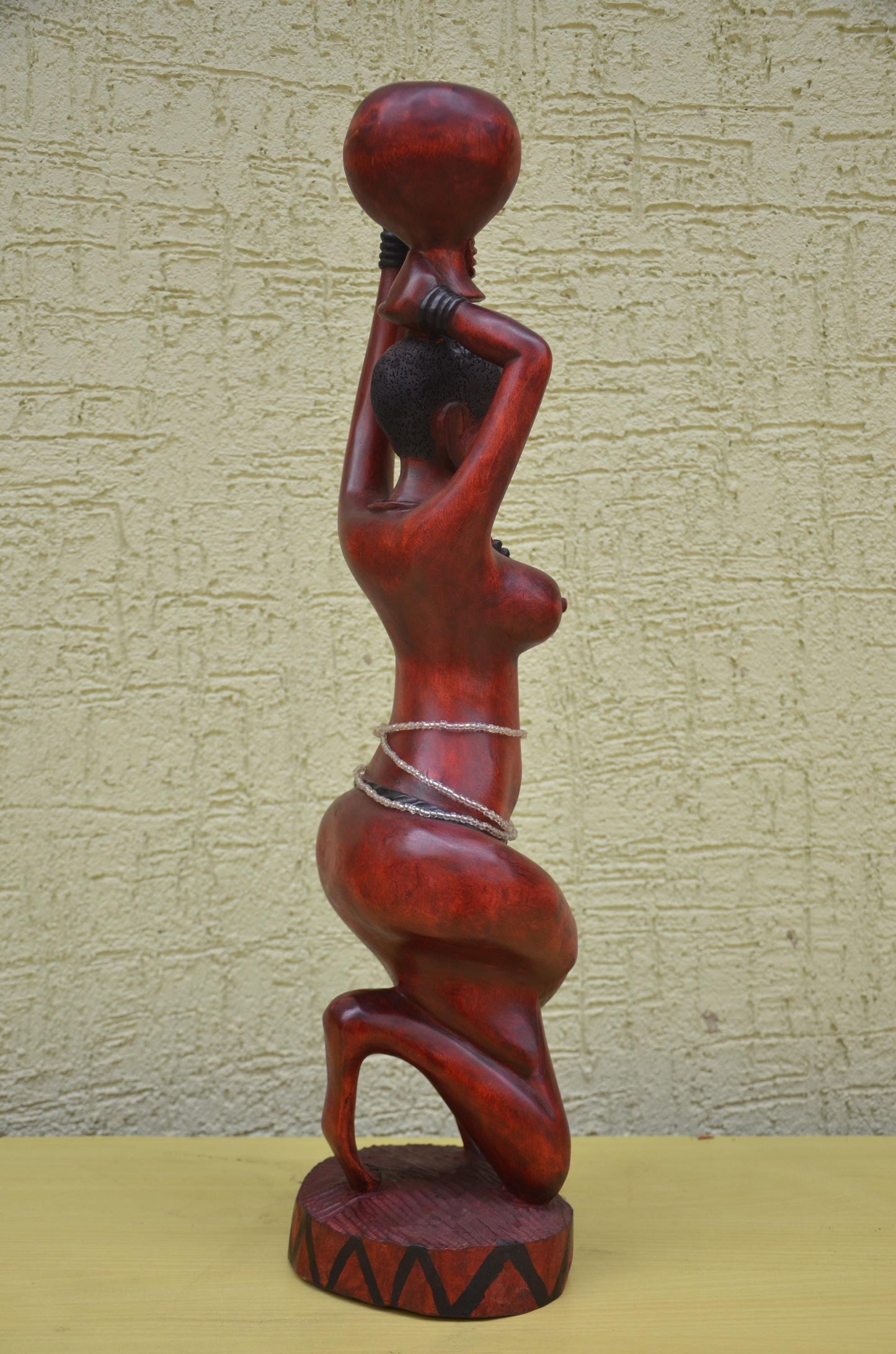 Large African Wooden Water Bearer Figurine | Tribal Art