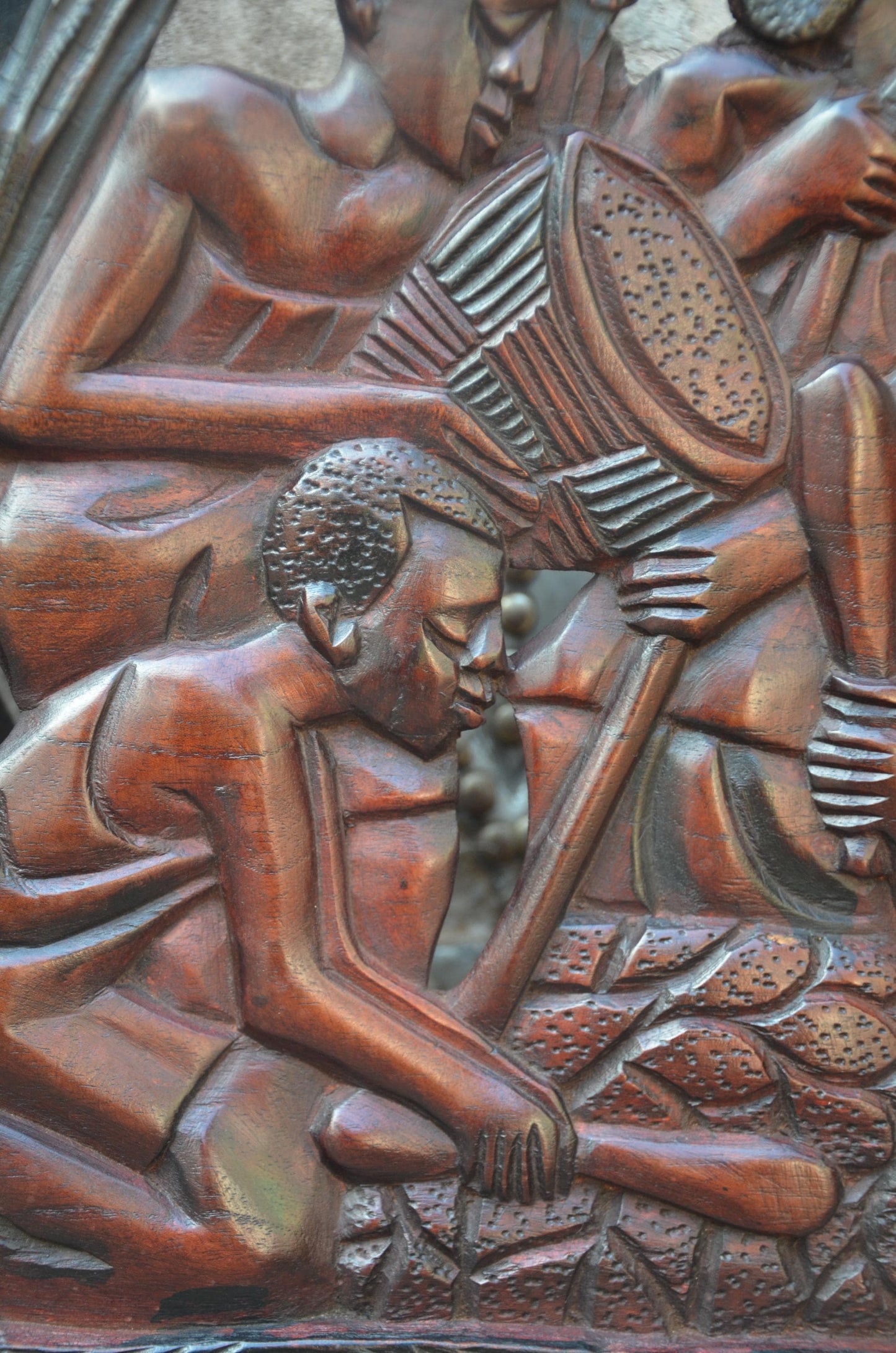 African Community Celebration Wall Plaque | Large Hand-Carved Wooden Relief Art | Village Gathering Wall Decor | Ethnic Sculptural Panel