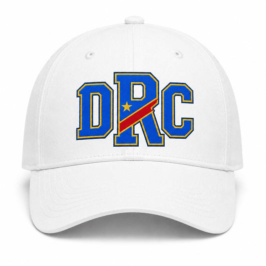 DRC Baseball Cap | Democratic Republic of Congo Hat | Congo Flag Cap | White Dad Hat | African Pride Hat | Unisex Adjustable Cap