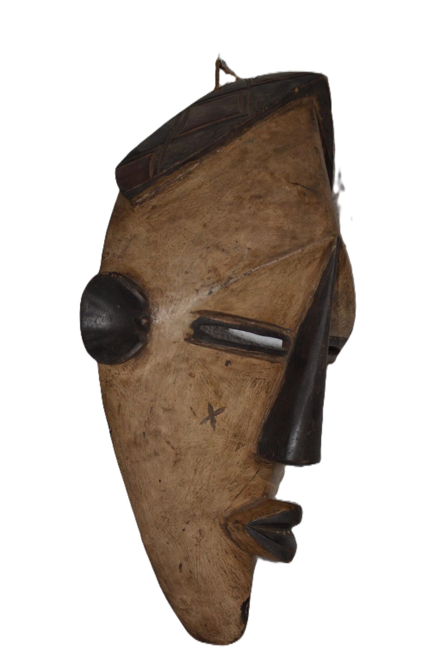 Tribal Wall Decor African Lwalwa Mask Hand Carved Wood Art Modern Housewarming Gift [US-045]