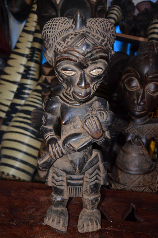Authentic Lulua Maternity Figure | Bena Lulua Sculpture | African Tribal Art
