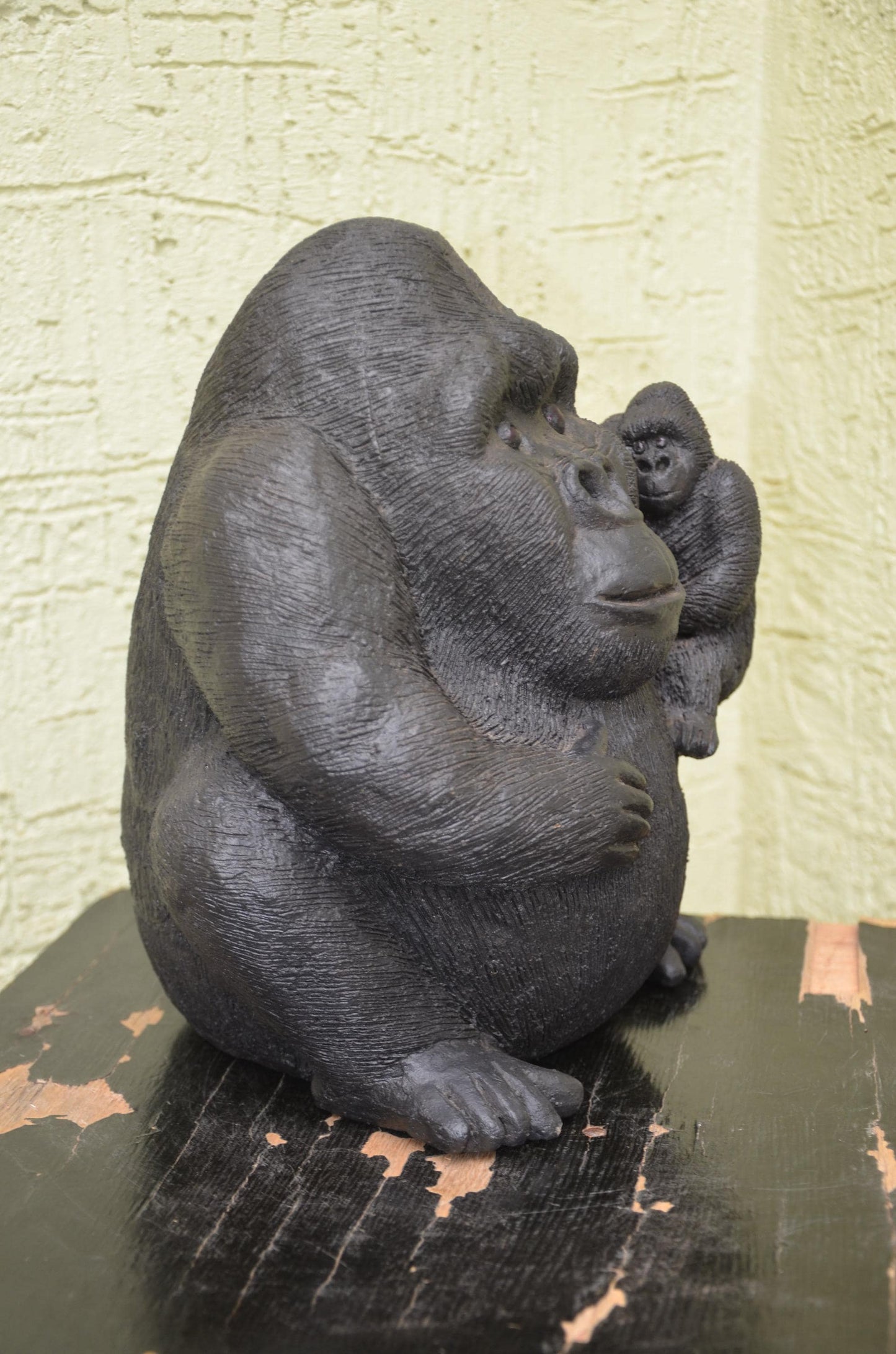 Handcrafted Clay Sculpture | Mother Gorilla and Infant