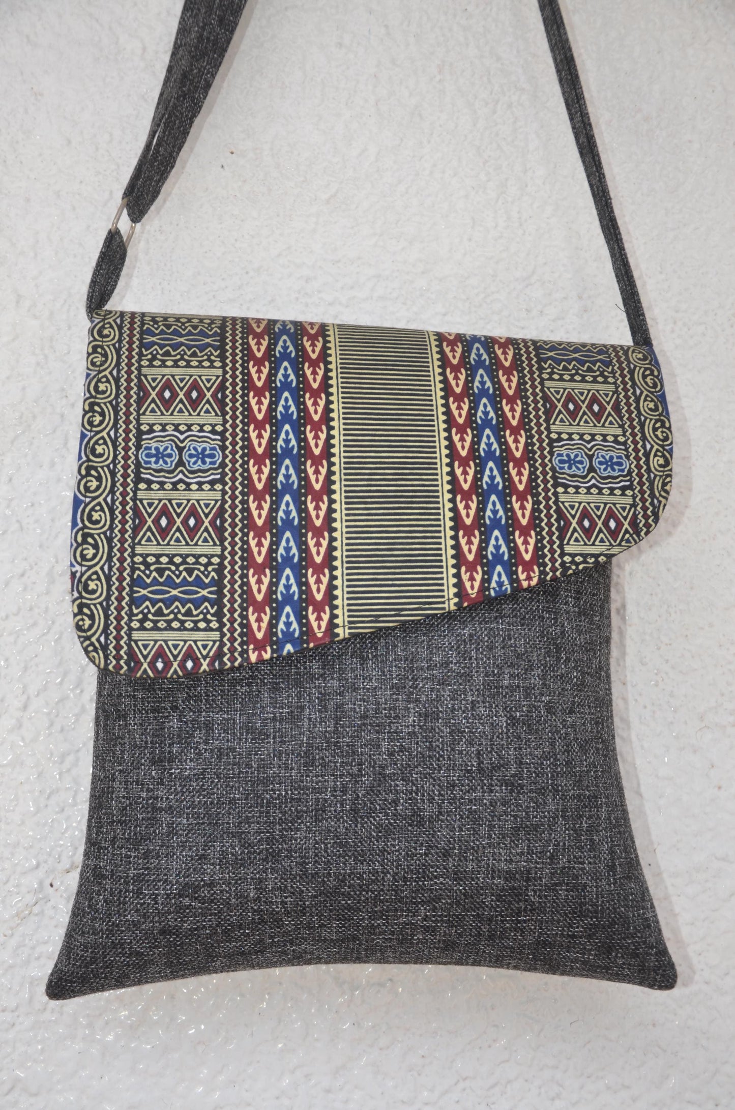 Handmade African Print Crossbody Messenger Bag | Fold-Over Tribal Shoulder Bag