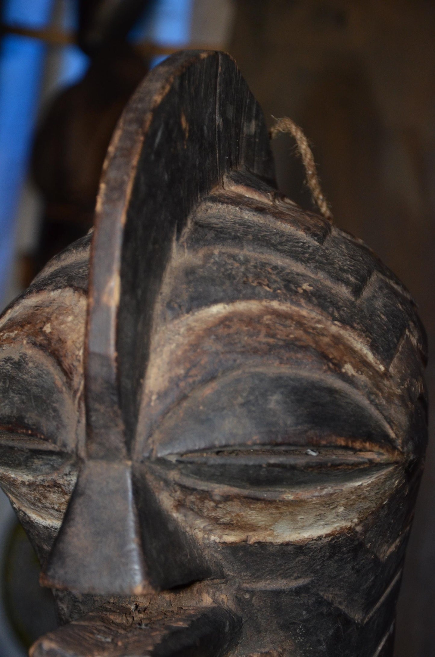 Male Songye Kifwebe Mask – 17" Large Congo Tribal Wall Art – Wooden Decor