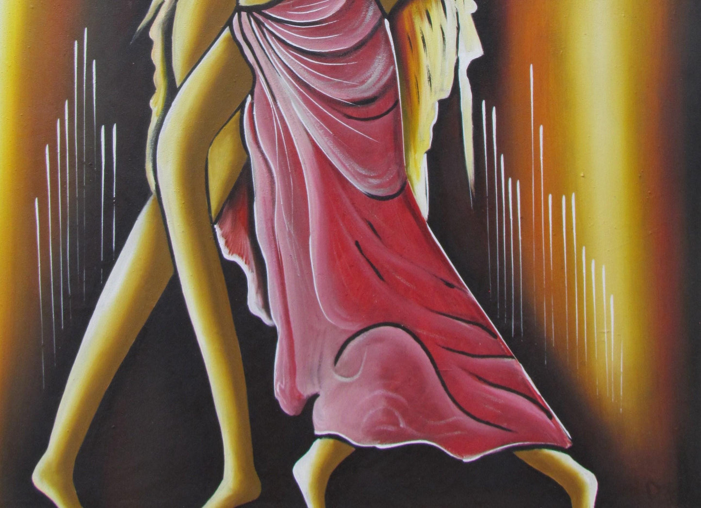 Décoration murale de danse rwandaise | Toile représentant un couple africain | Peinture de style folklorique