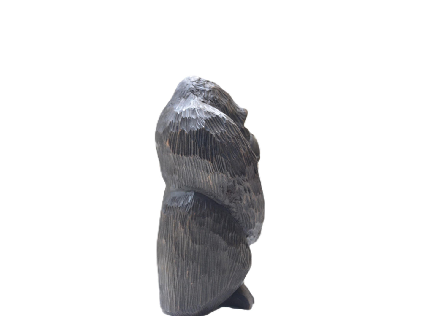 Hand Carved Wooden Gorilla Statue with Baby, Primate Mother and Child Sculpture