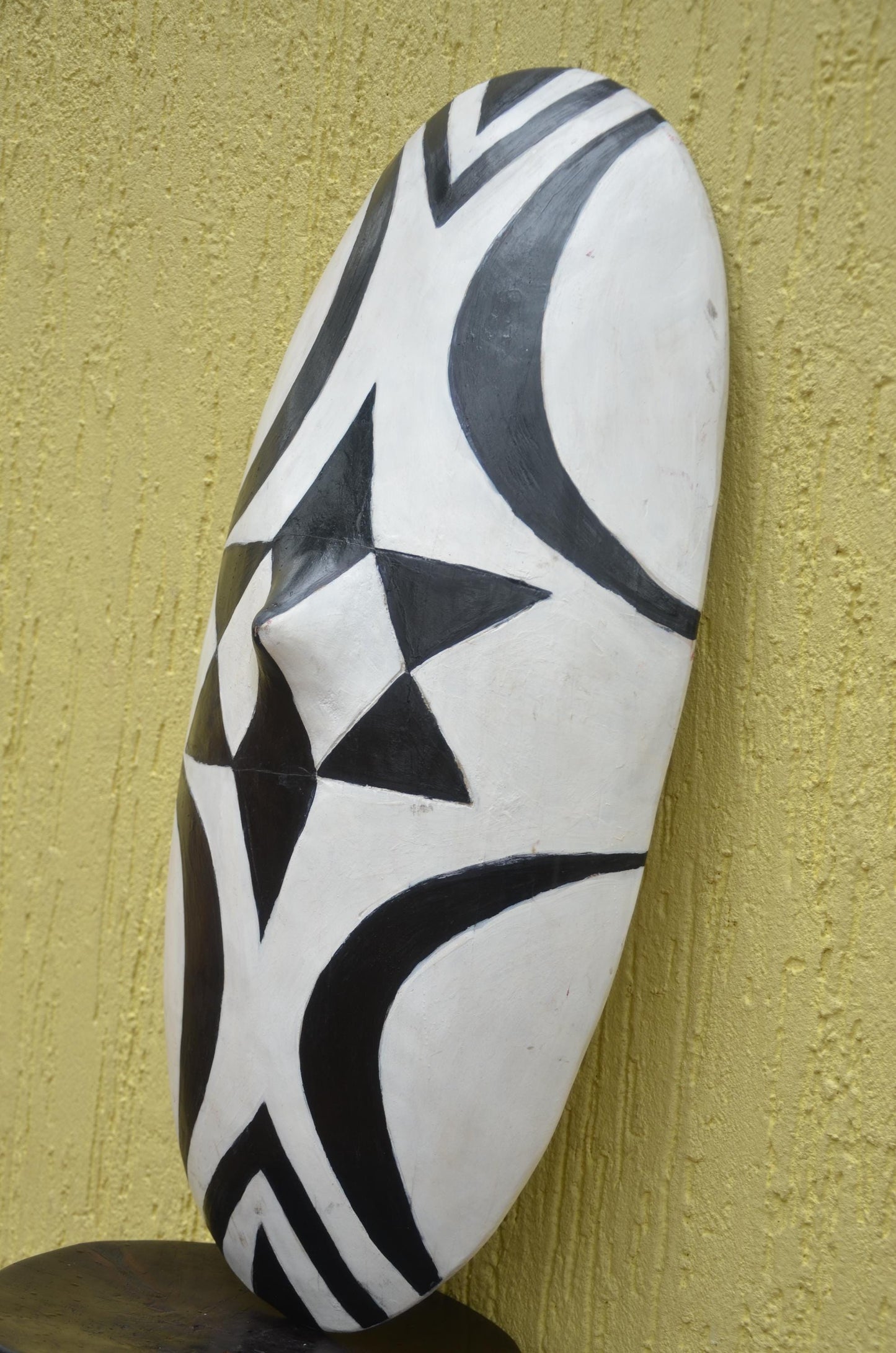 Rwandan Intore Shield – 30" Hand-Painted Wood Dance Shield – Tribal Decor