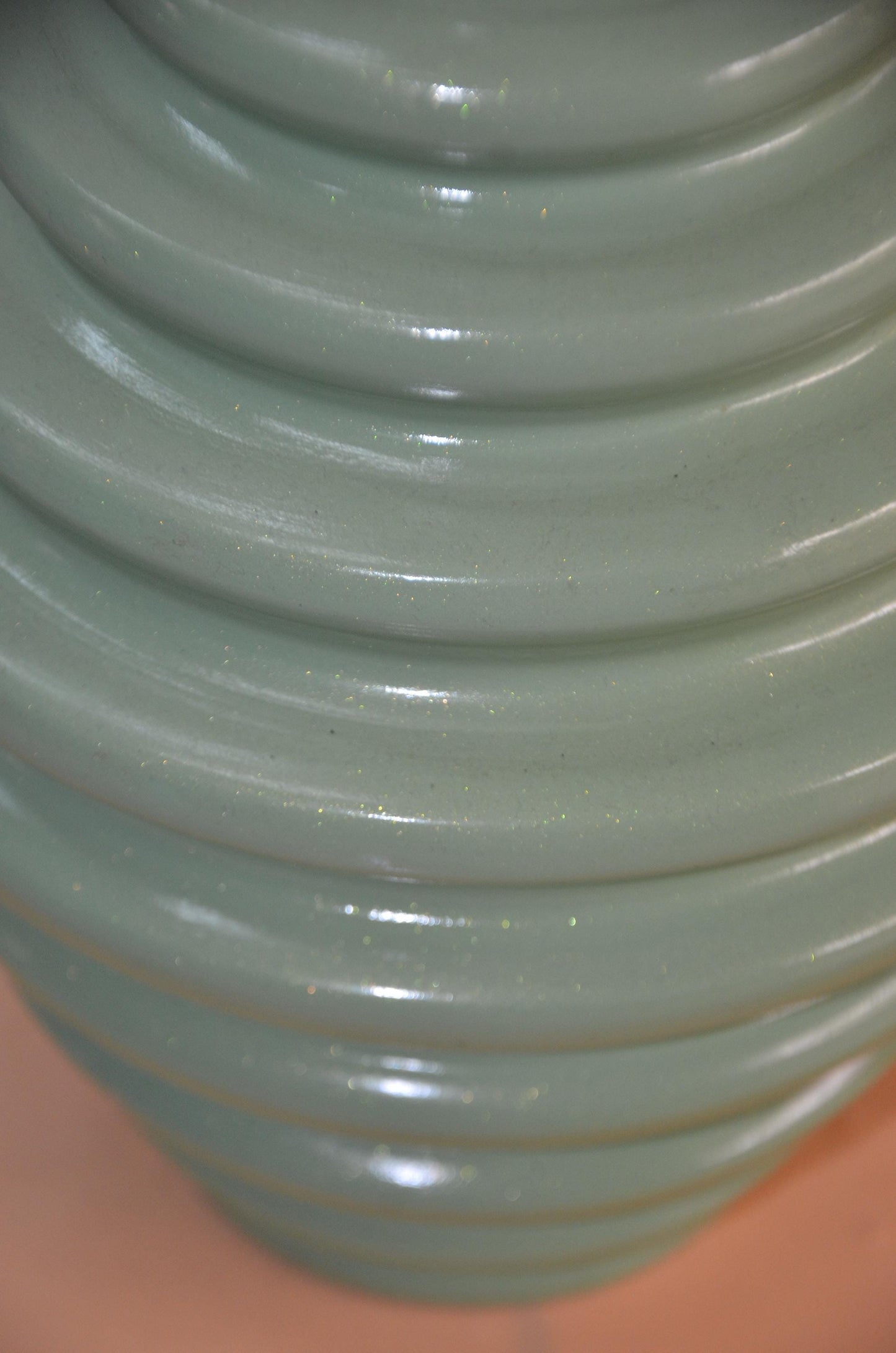Authentic Venini Deco Glass Vase | Murano Italy Sage Mint Green Fluted Vessel
