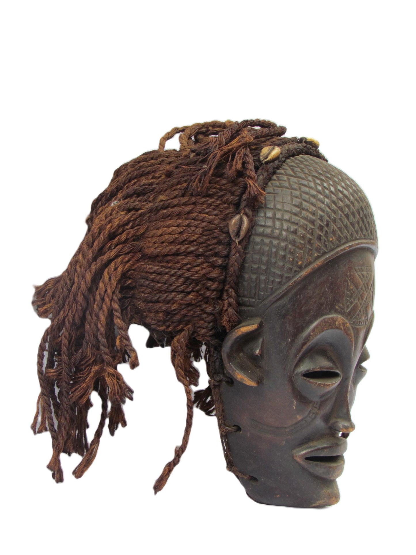 Rare Old African Mwana Pwo Luena mask from the Chokwe - Angola.