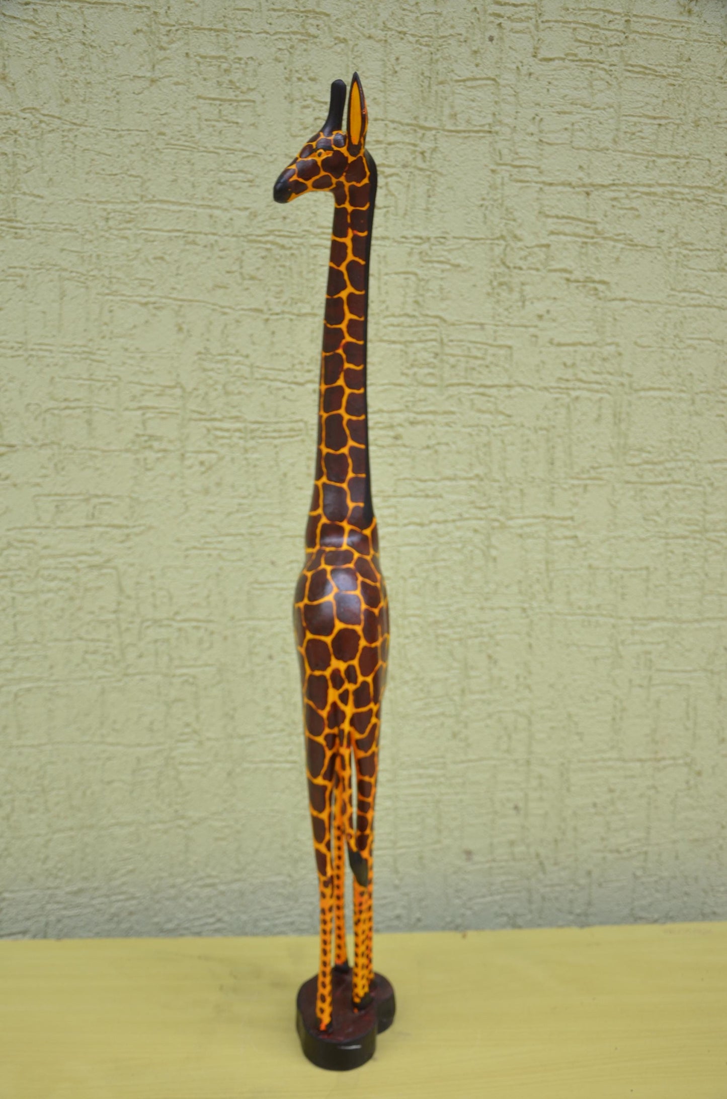 Hand-Painted African Wooden Giraffe Sculpture | Safari Art