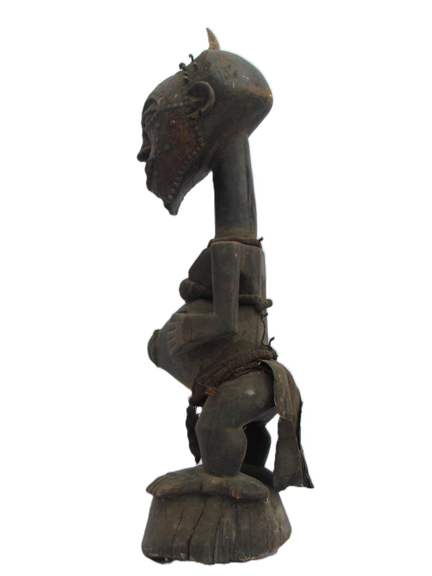Male Songye Statue – 34" Large Congo Power Figure Mankishi – Tribal Art