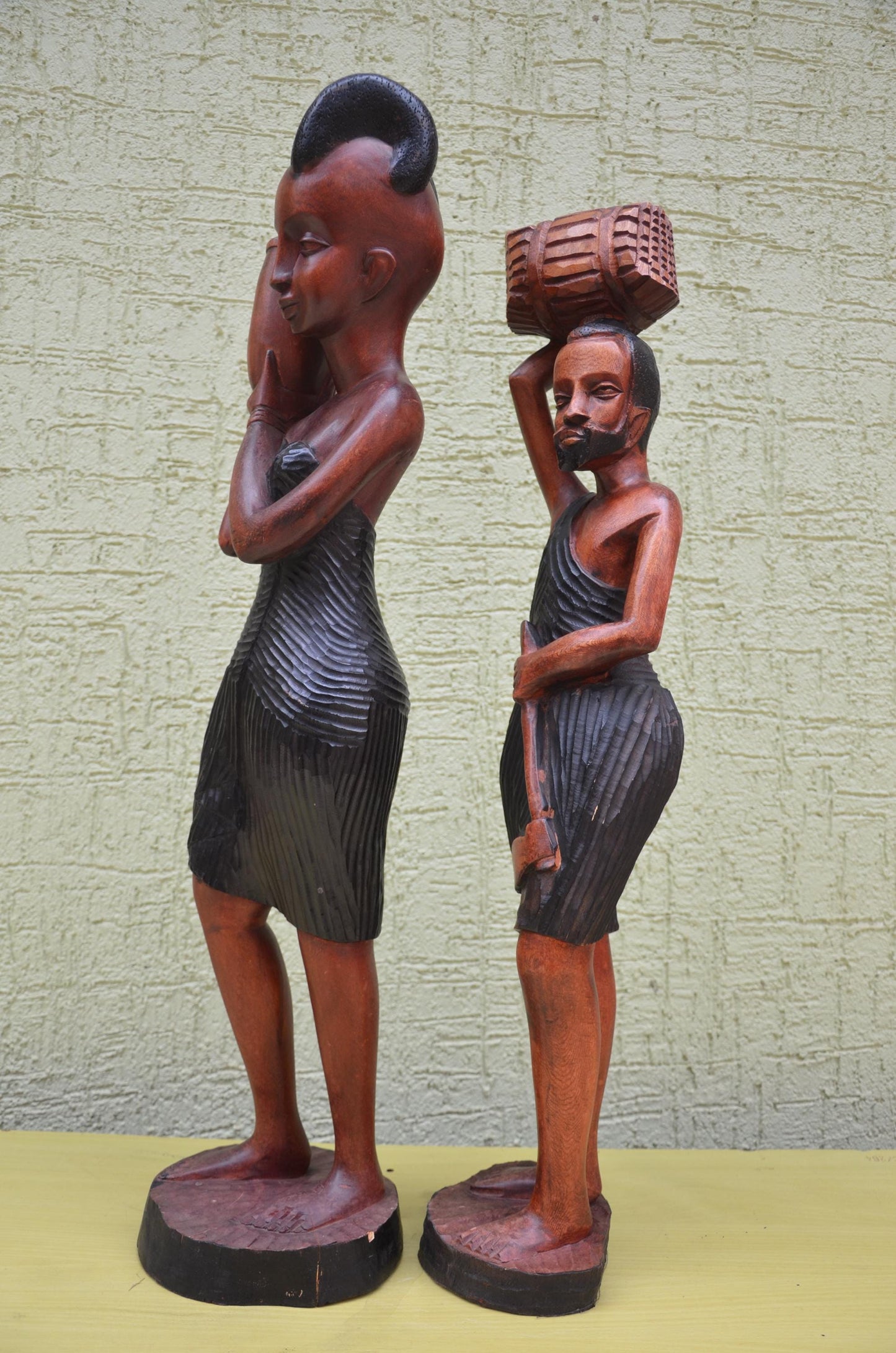 Pair of Hand-Carved African Community Statues | Tribal Art