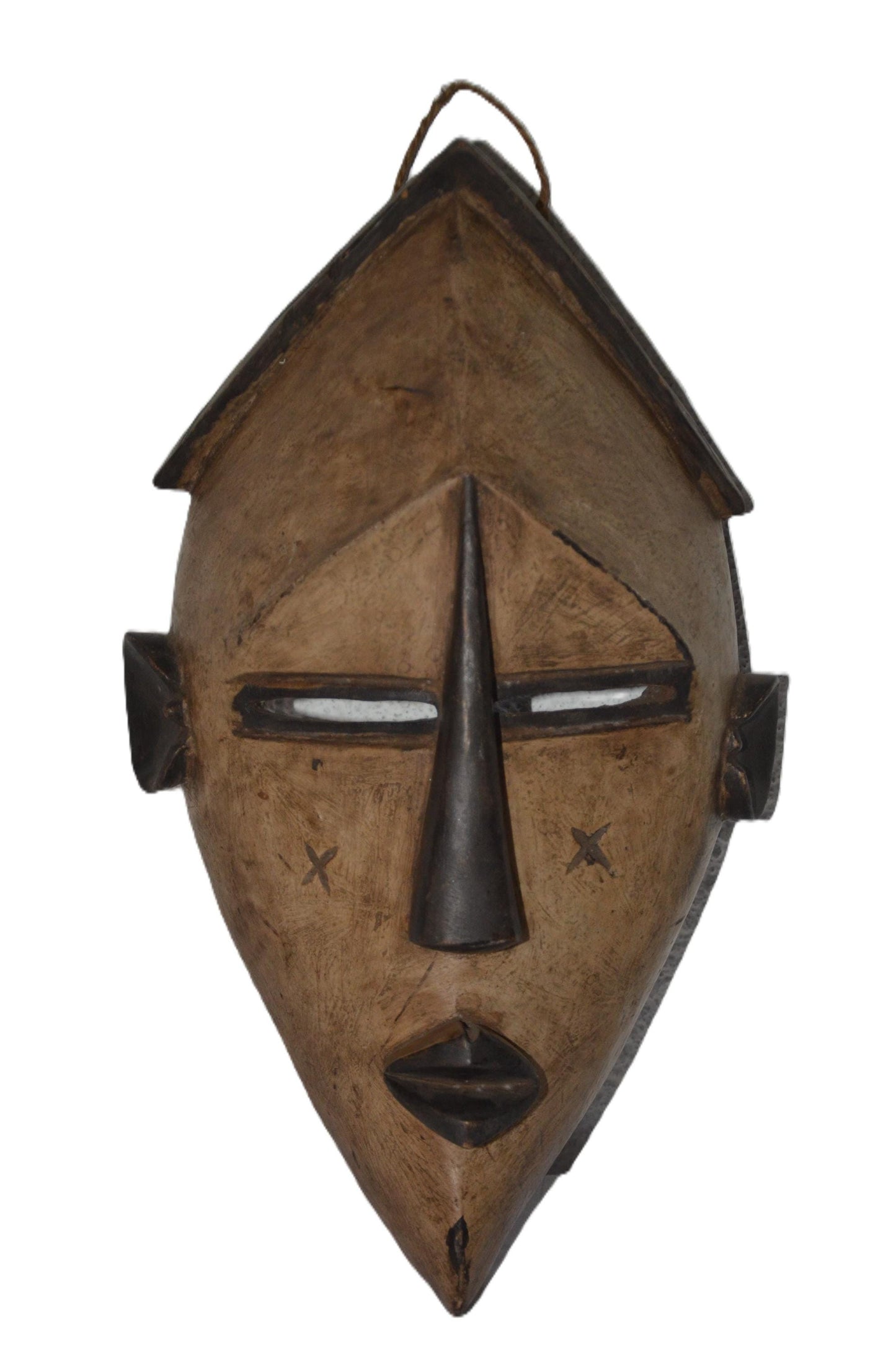 Tribal Wall Decor African Lwalwa Mask Hand Carved Wood Art Modern Housewarming Gift [US-045]