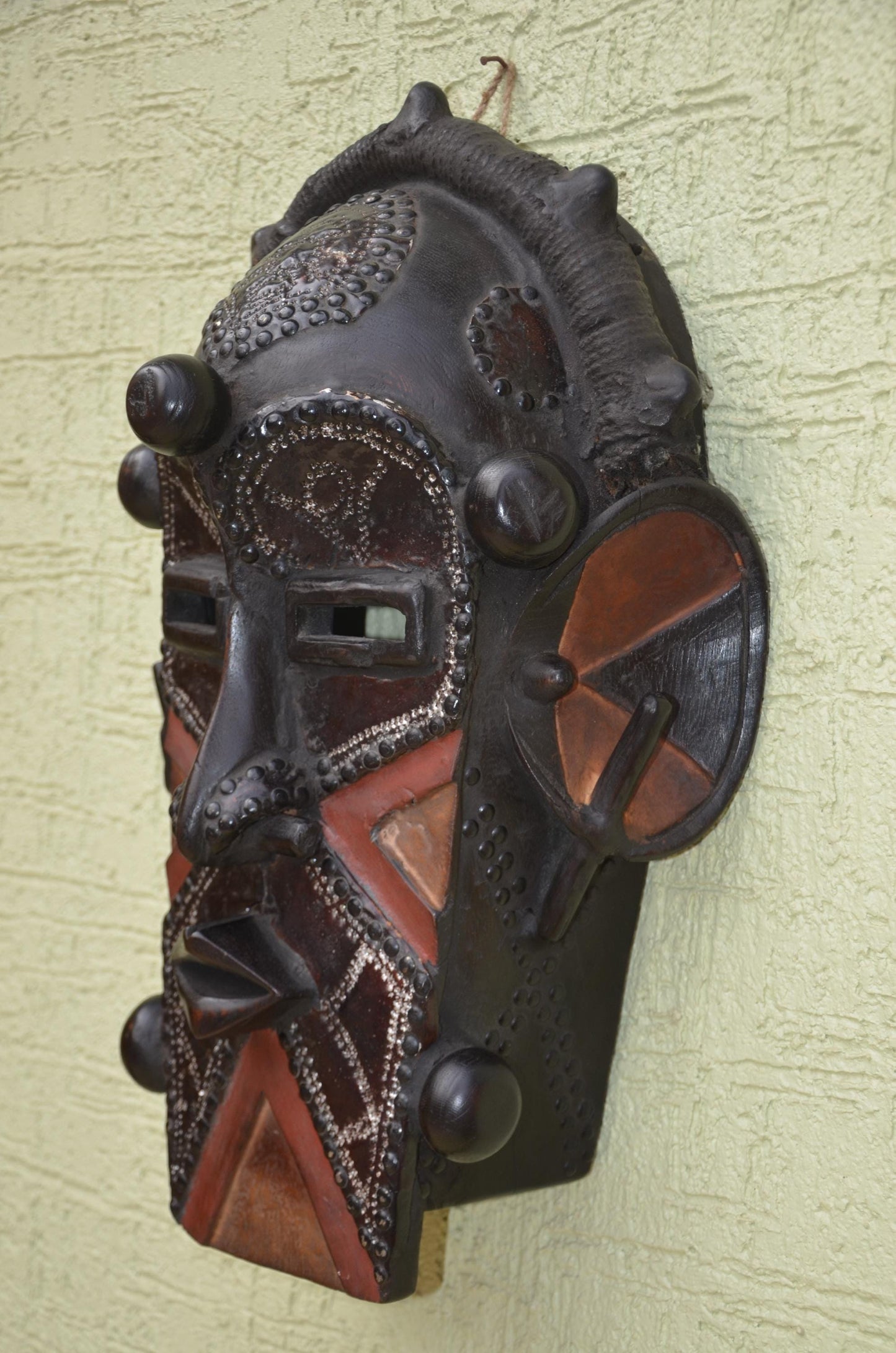 Marka Tribal Mask | Authentic Mali Wooden Wall Sculpture | West African Metal-Covered Art | Handcrafted Ethnic Decor