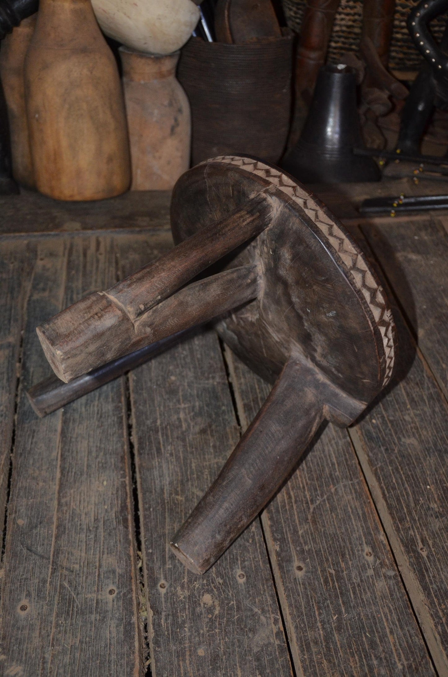 Authentic Senufo Kamba Stool | Three-Legged Wooden Stool | Tribal Home Decor