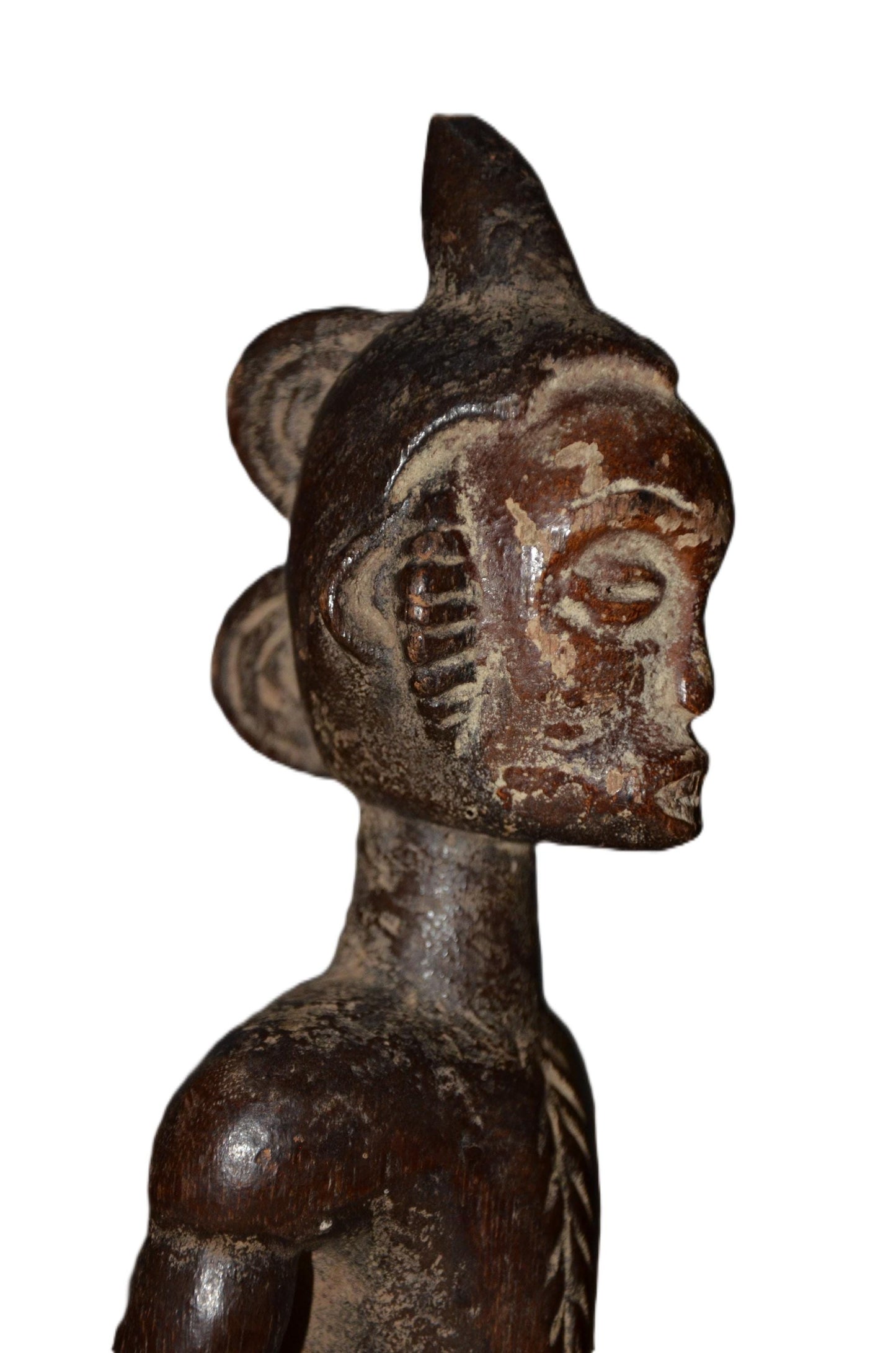 Authentic Igbo Statue | Brown & White Ancestor Figure | Nigerian Tribal Art