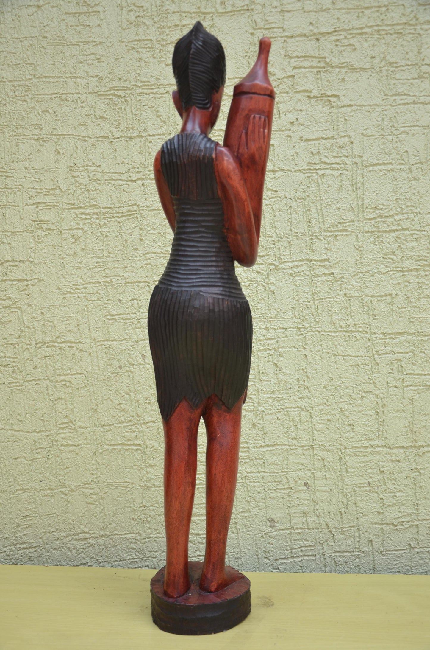African Female Water Bearer Wooden Sculpture | Tribal Art