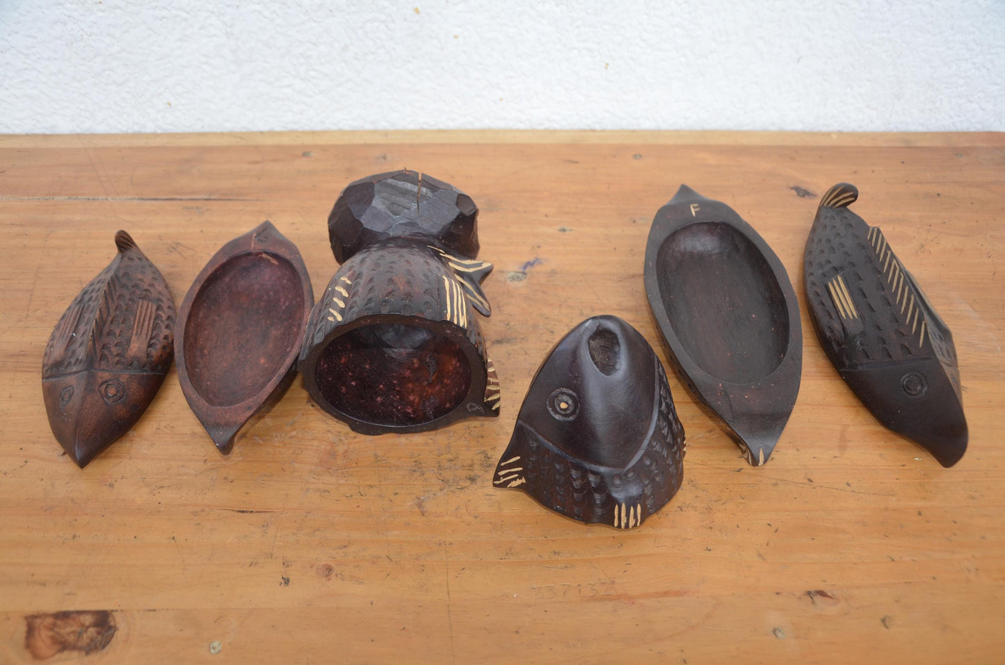Hand-Carved Wooden Fish Trinket Box Set | Artisan African Decorative Jewelry Box