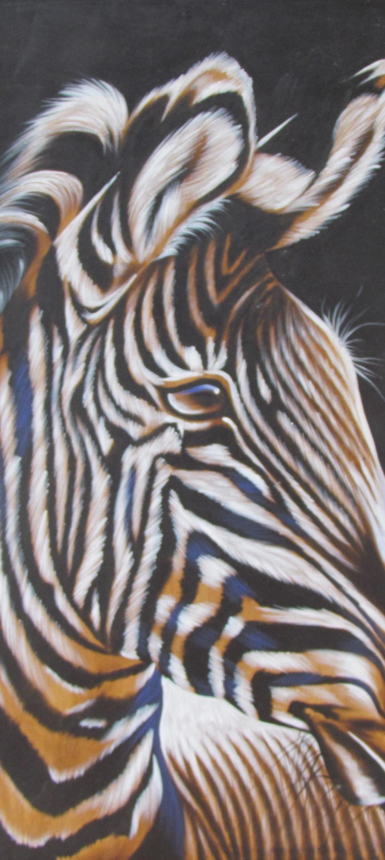 Tableau mural zèbre – Portrait animalier original en acrylique peint à la main, peinture pop art représentant la faune africaine, toile à rayures audacieuses, prêt à accrocher