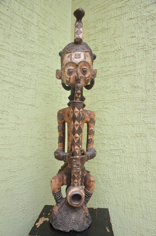 Authentic Idoma Pipe-Smoker Shrine Figure | Nigerian Tribal Art